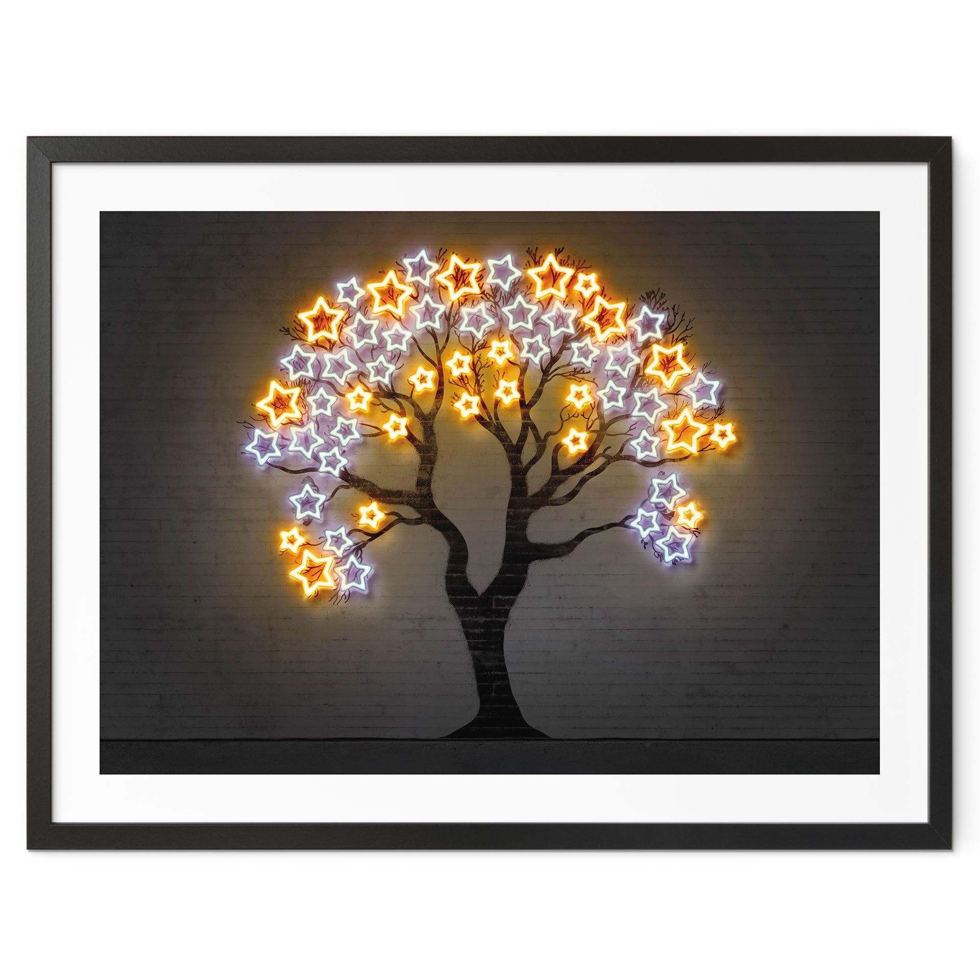 Póster árbol con estrellas | Neon Street Art - Mielu