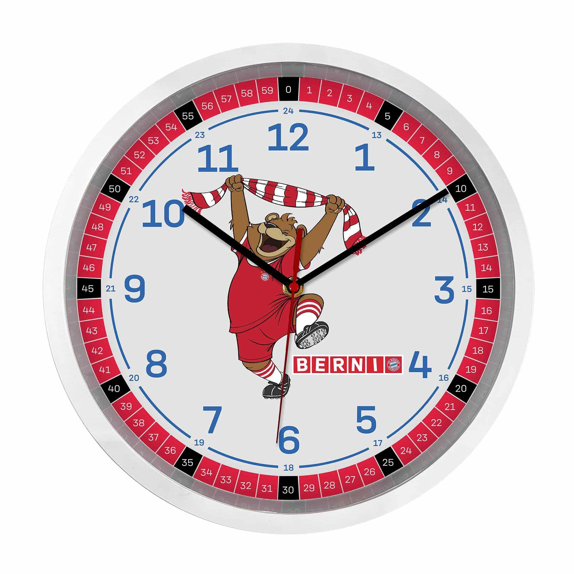 FC Bayern Wanduhr für Kinder - Maskottchen Berni Ø29 cm