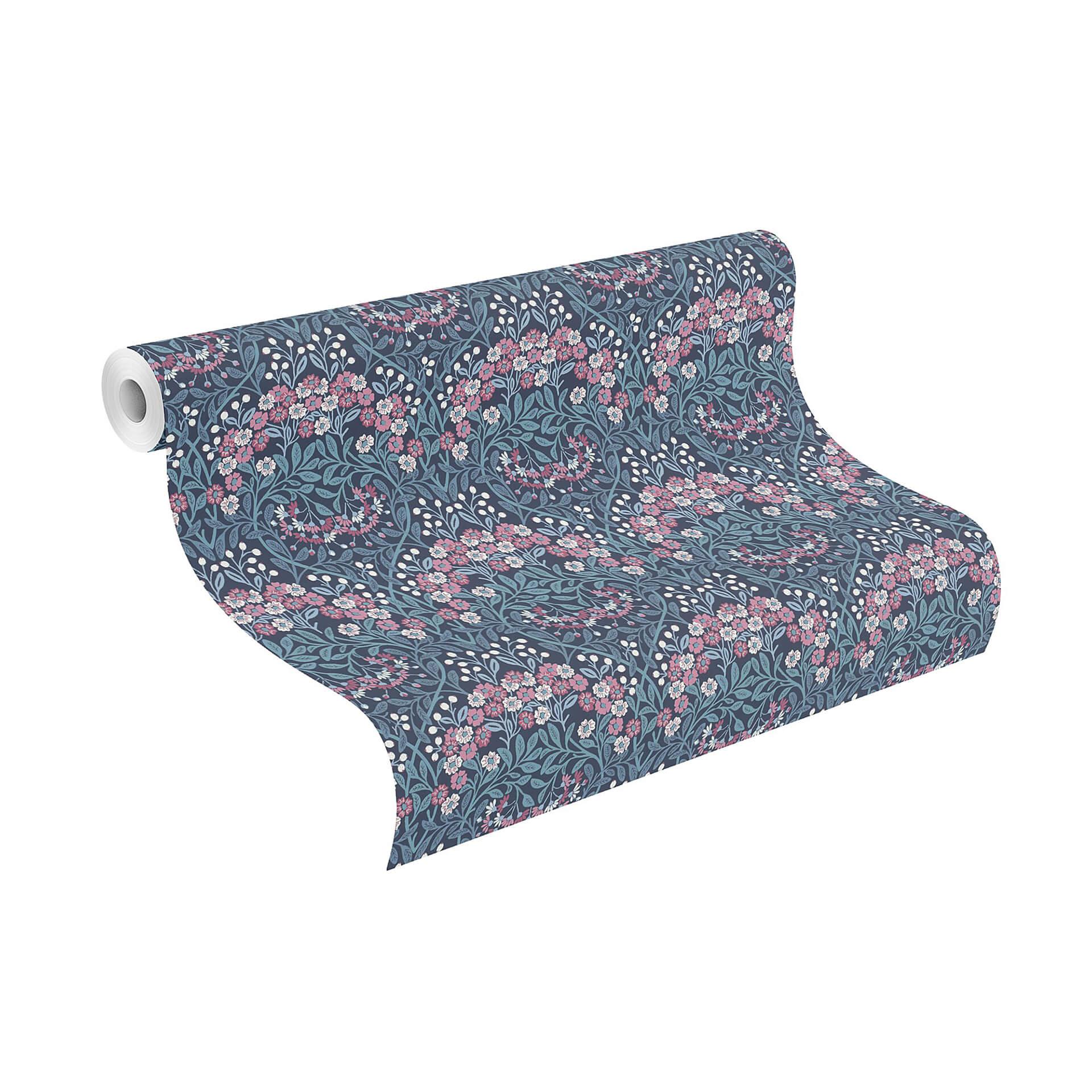 Papier peint intissé Rasch, papier peint à motifs Sophia bleu foncé