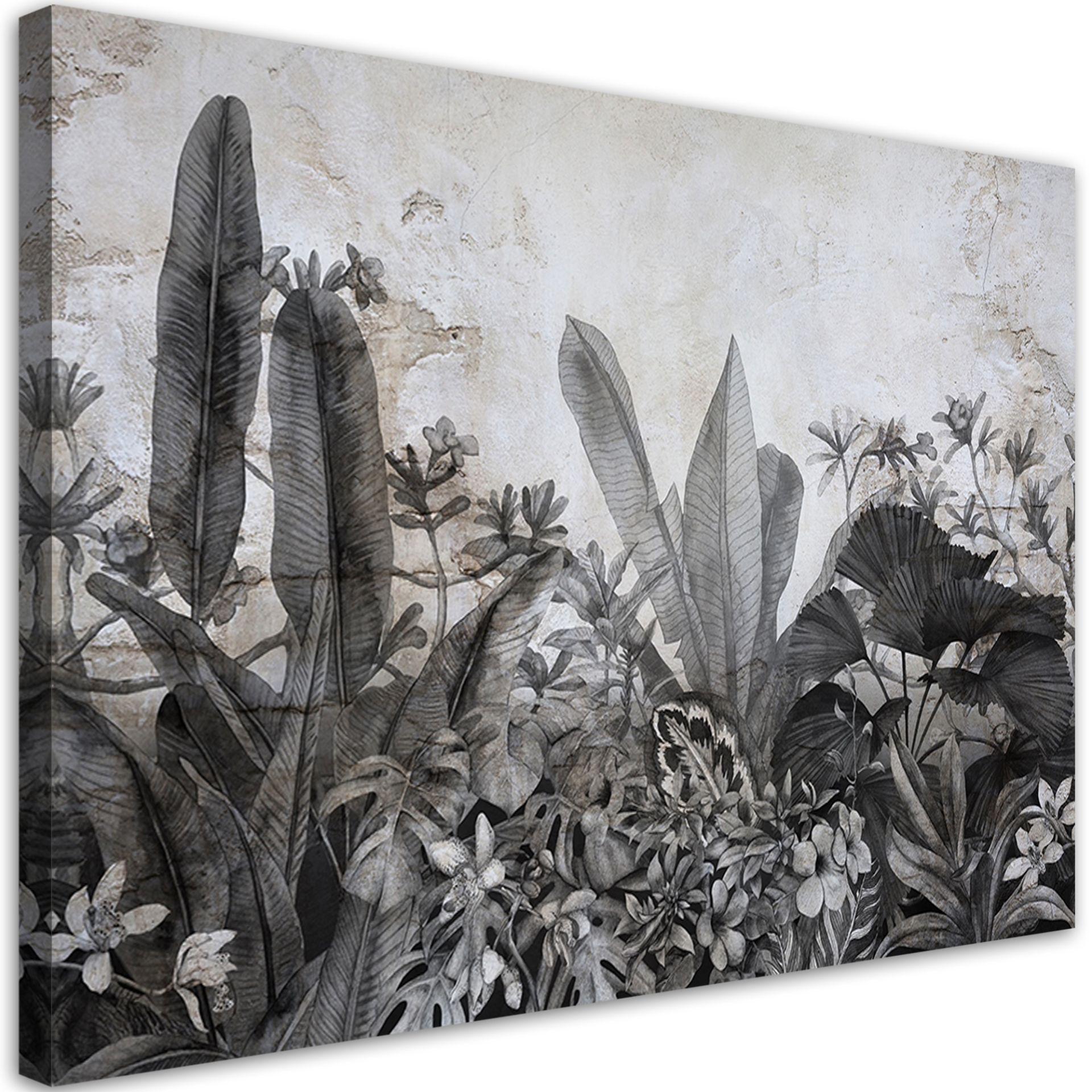 Canvasbillede, Jungle blade beton grå