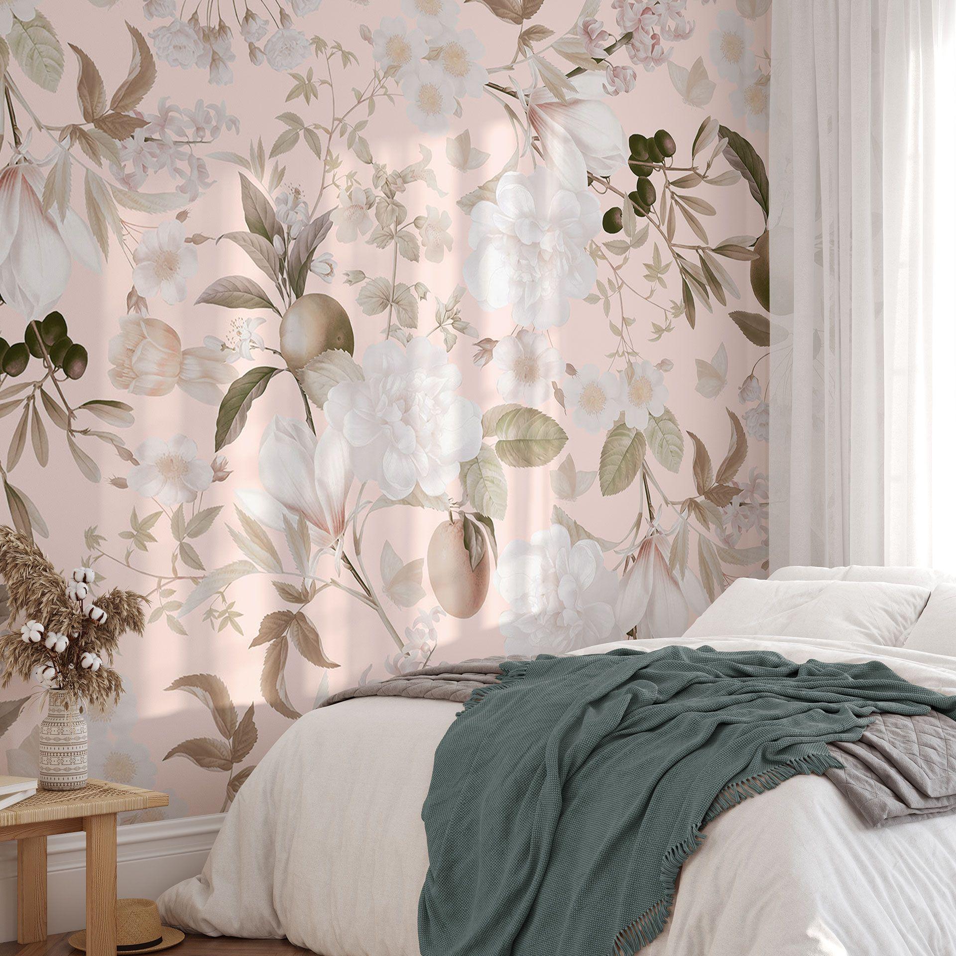Fototapet Boho-illustration med blomster og frugter - UN Designs