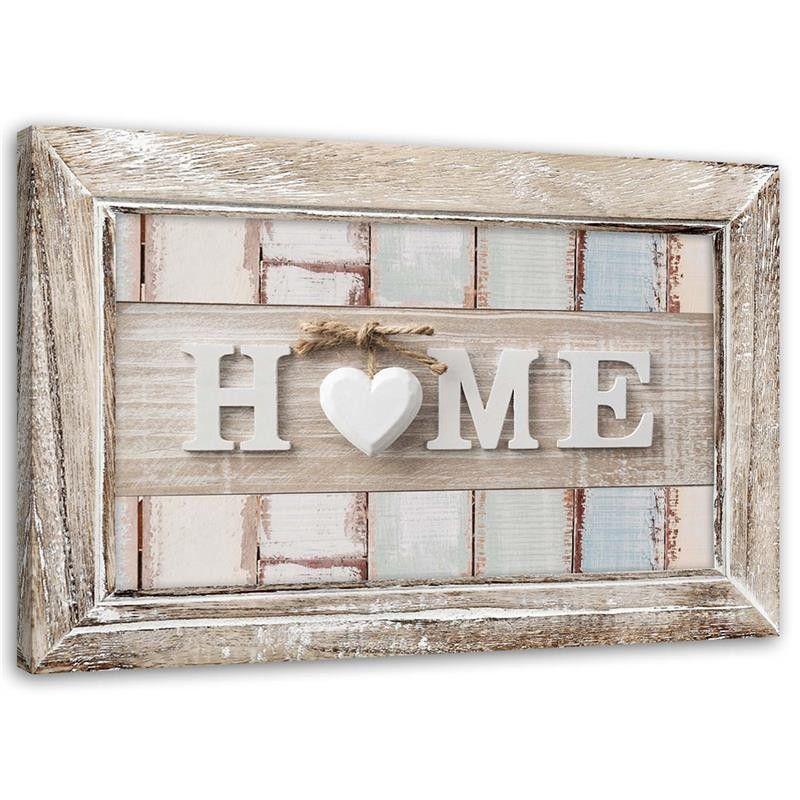 Canvasbillede, billedtekst Home Heart Vintage Style