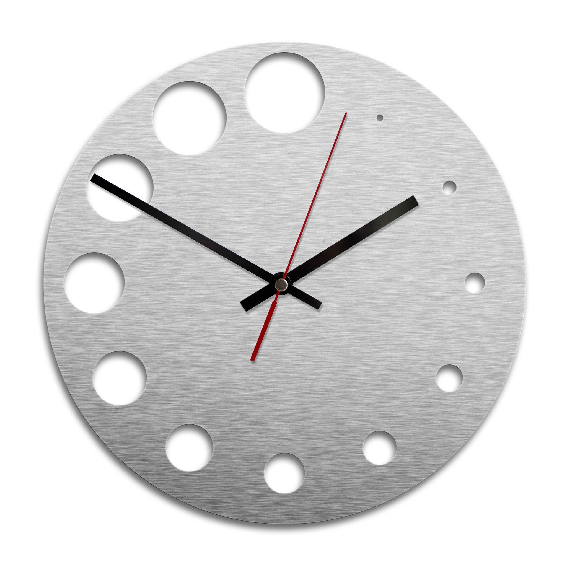 Horloge murale en Alu-Dibond - Argenté - Ronds