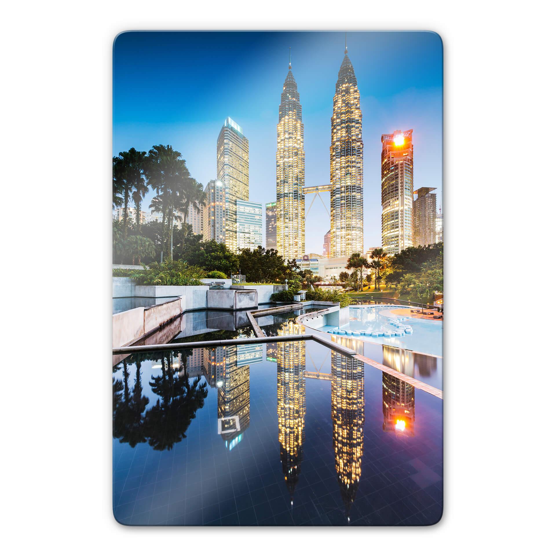 Glasschilderij Colombo - Petronas Towers by Night