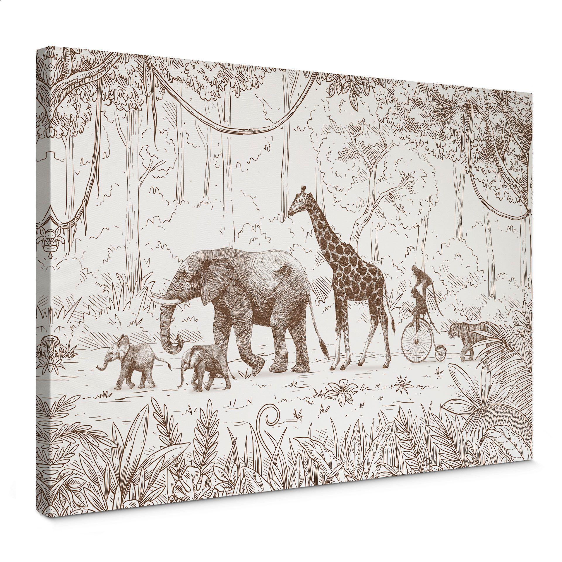 Lienzo Desfile en la jungla con animales - Kikki Belle