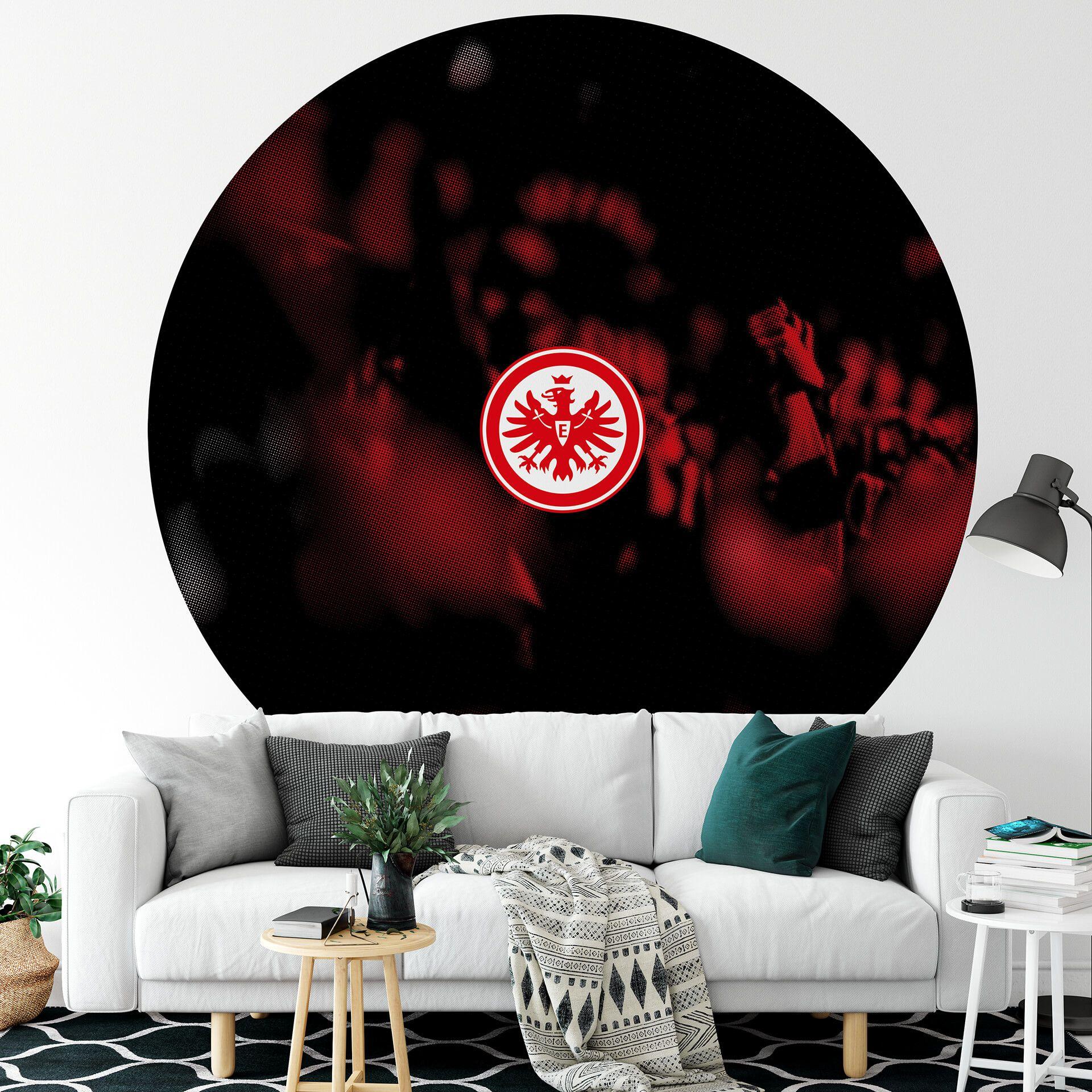 Fototapet - Rundt Eintracht Frankfurt - Fans Retro Mønster  - vliesetapet/selvklæbende non-woven tap
