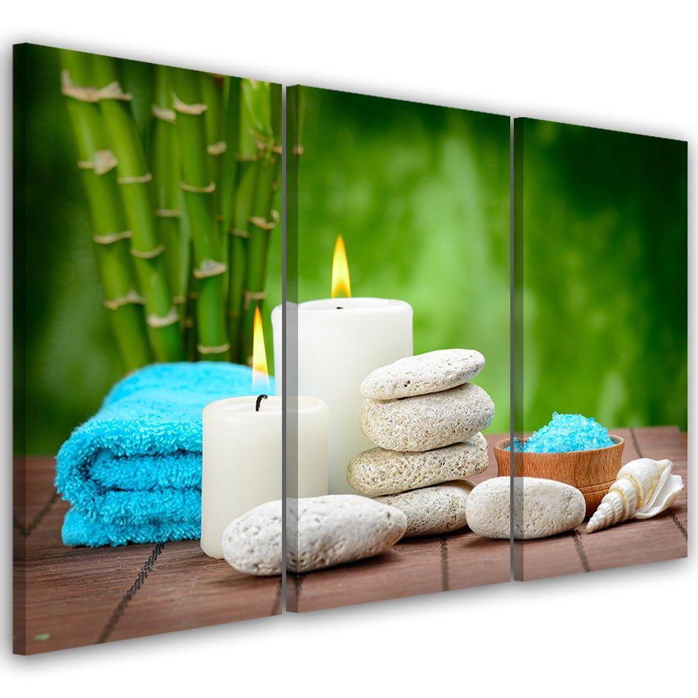 3 stykke lærredstryk, Zen Candle Bamboo Stone