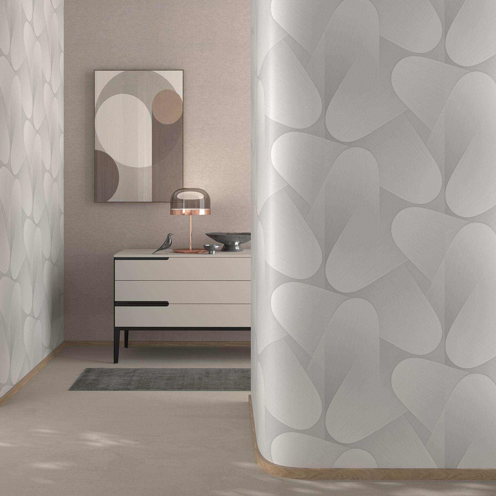 Papier peint graphique Elysium blanc