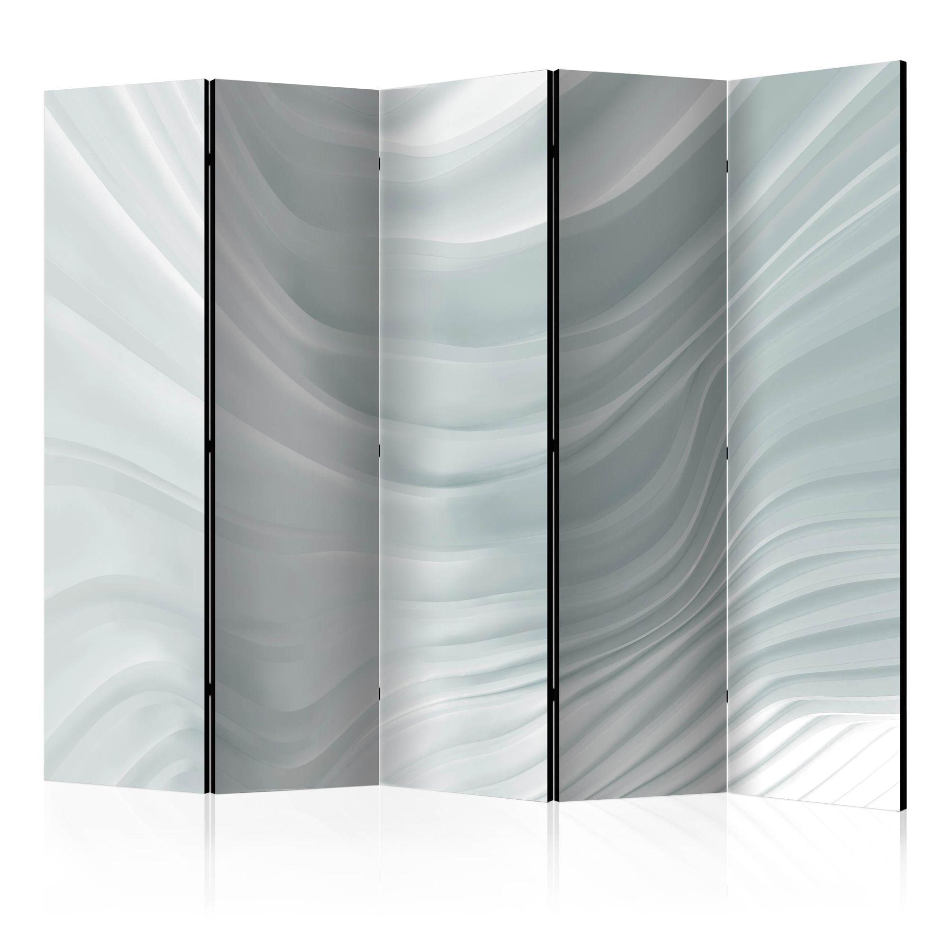 Screen rumdeler - Wavy white, 5-delt - 225x172 cm