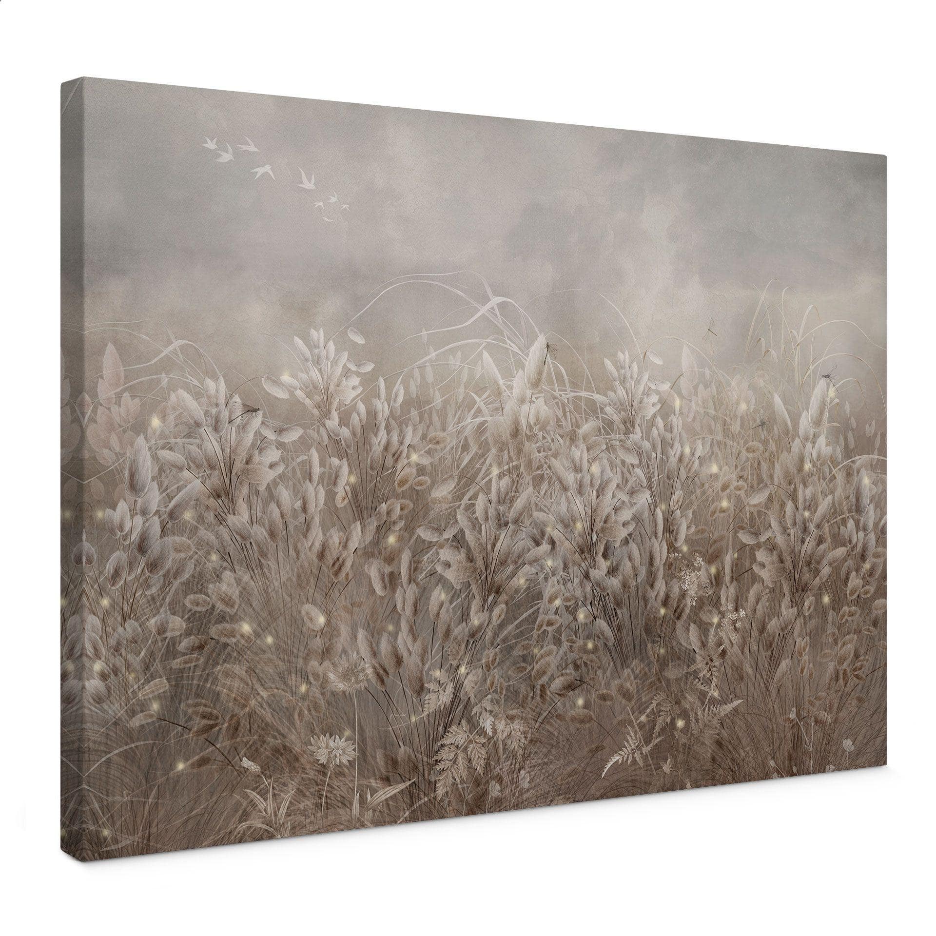 Canvas schilderij Pampasgras en grassen in beige - Ms Tiff