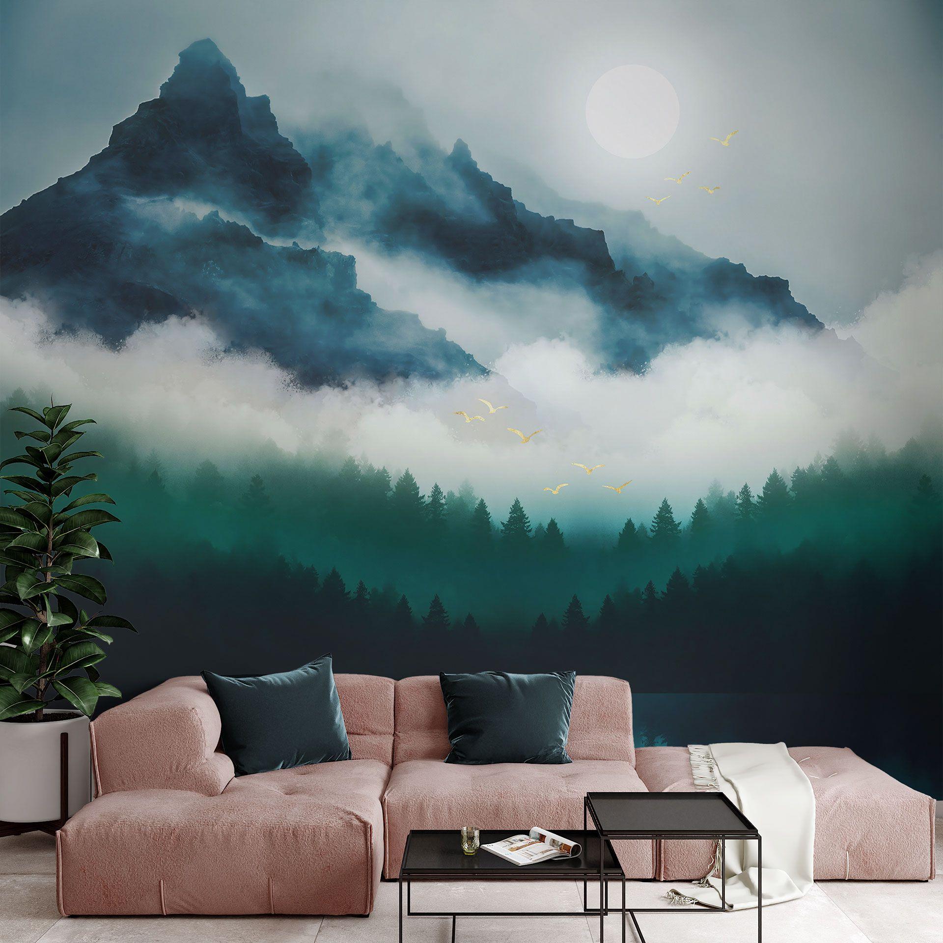 Papel pintado Paisaje nocturno con niebla - SpaceFrog Designs