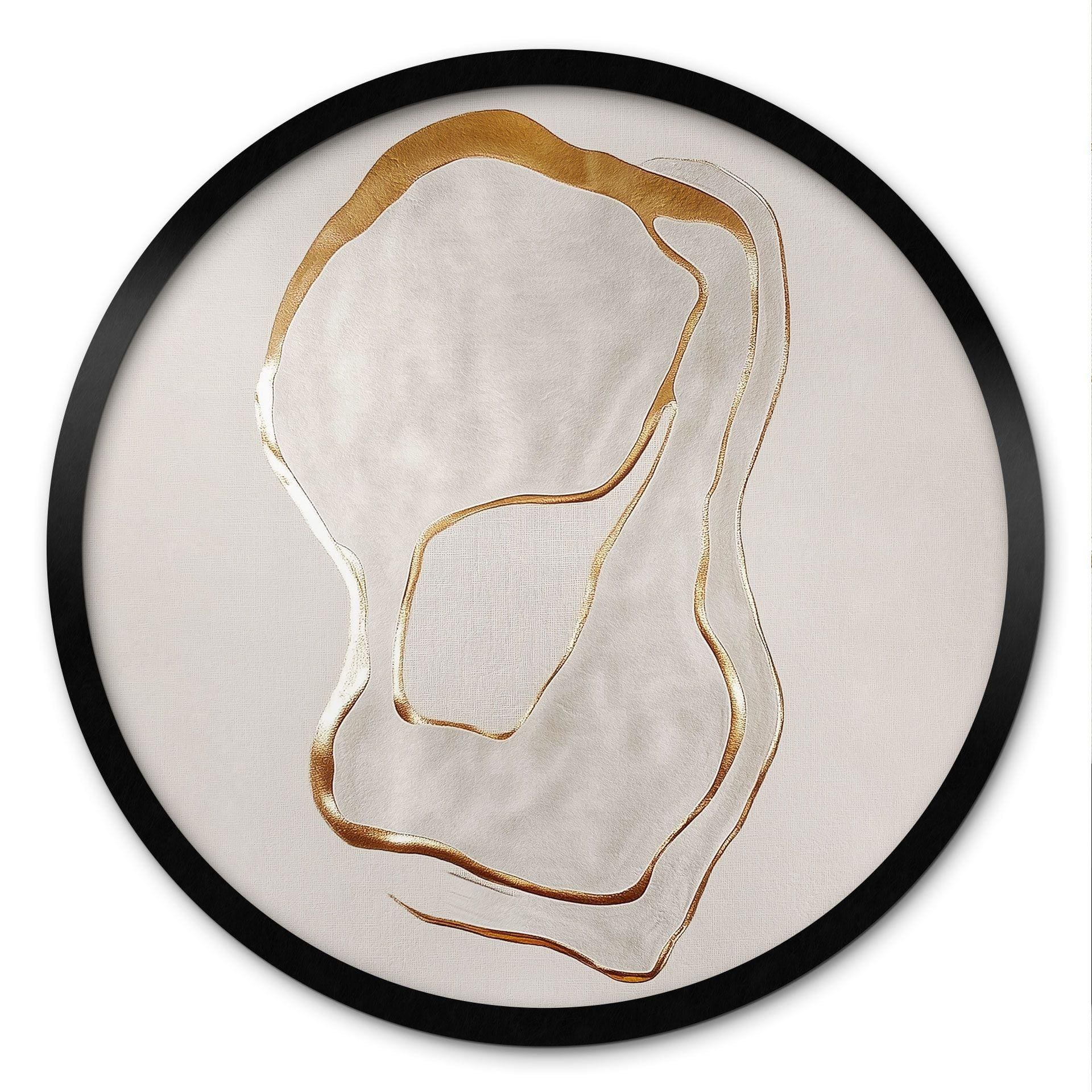 Póster lineal abstracto en dorado y beige - Alma - Redondo