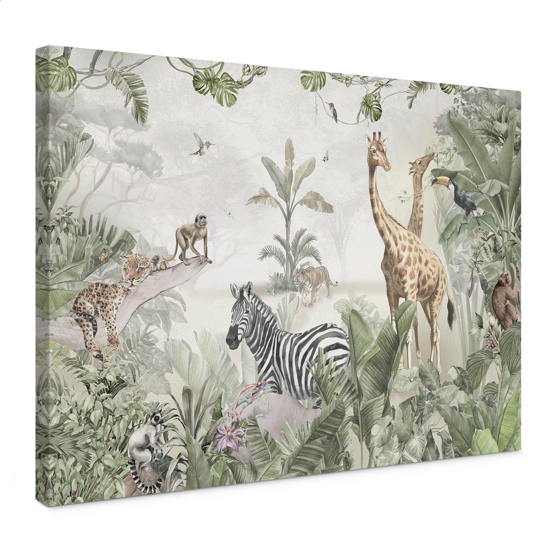 Canvas schilderij jungledieren op een Afmeting - Ms Tiff