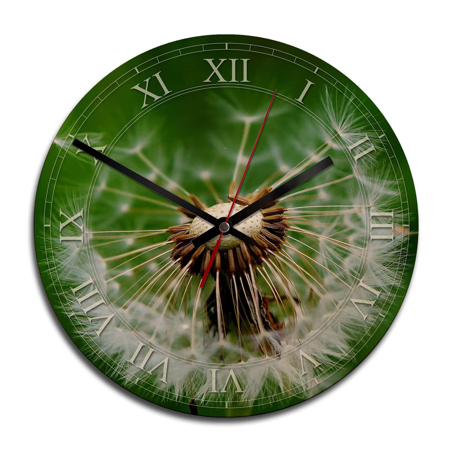 Horloge murale en bois - Pissenlit dans le vent