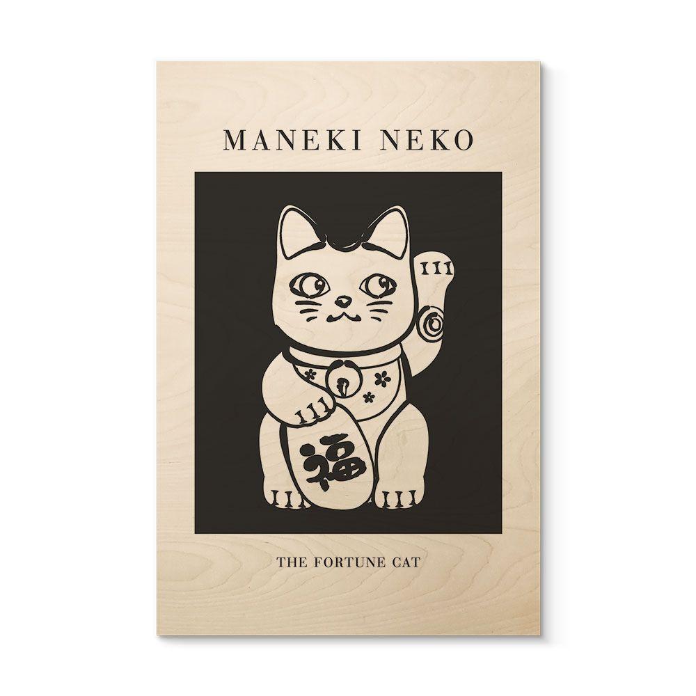 Cuadro de madera Maneki Neko - El gato de la suerte - KsanaKalpa