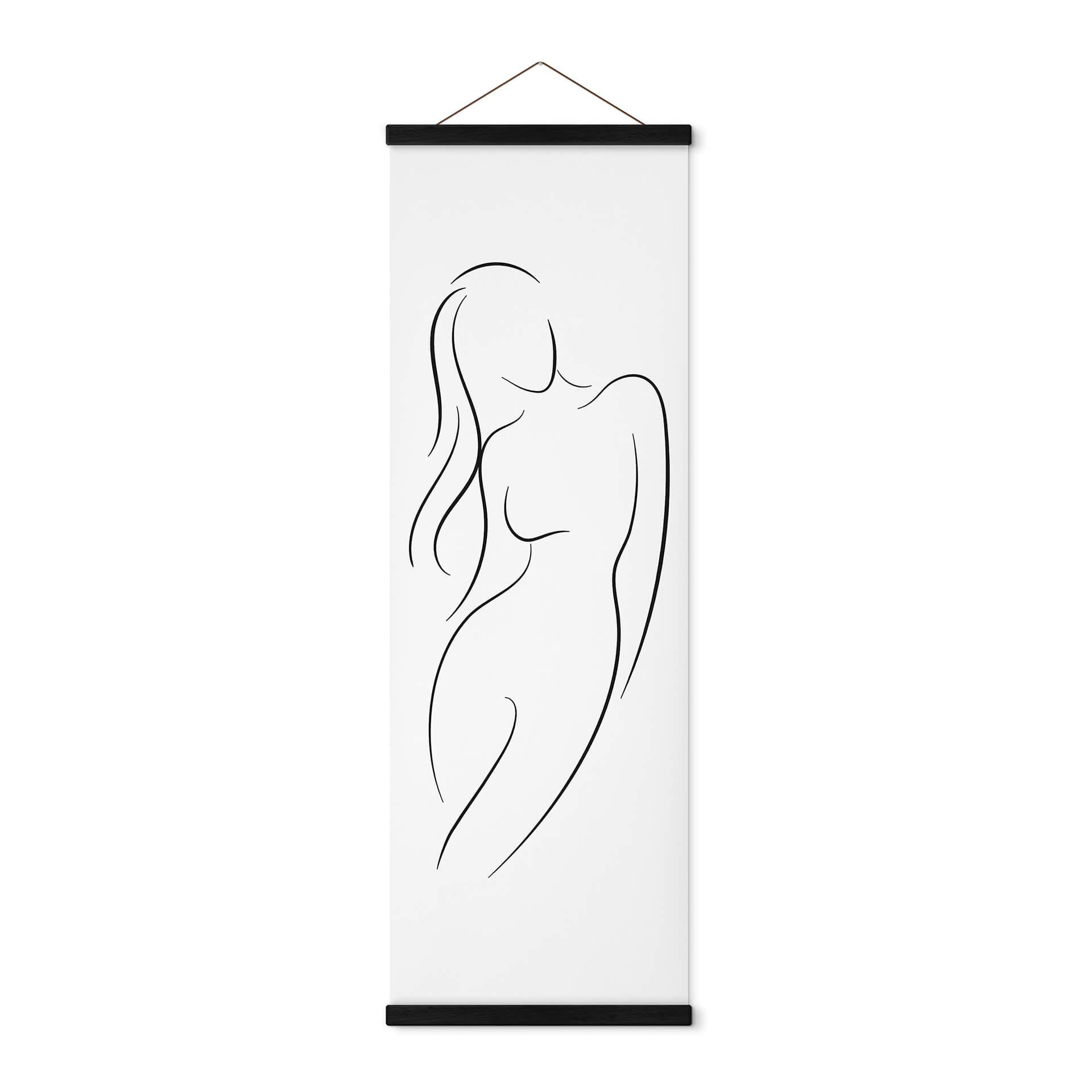 Póster de tela Lineart - La silueta de una mujer - Panorama