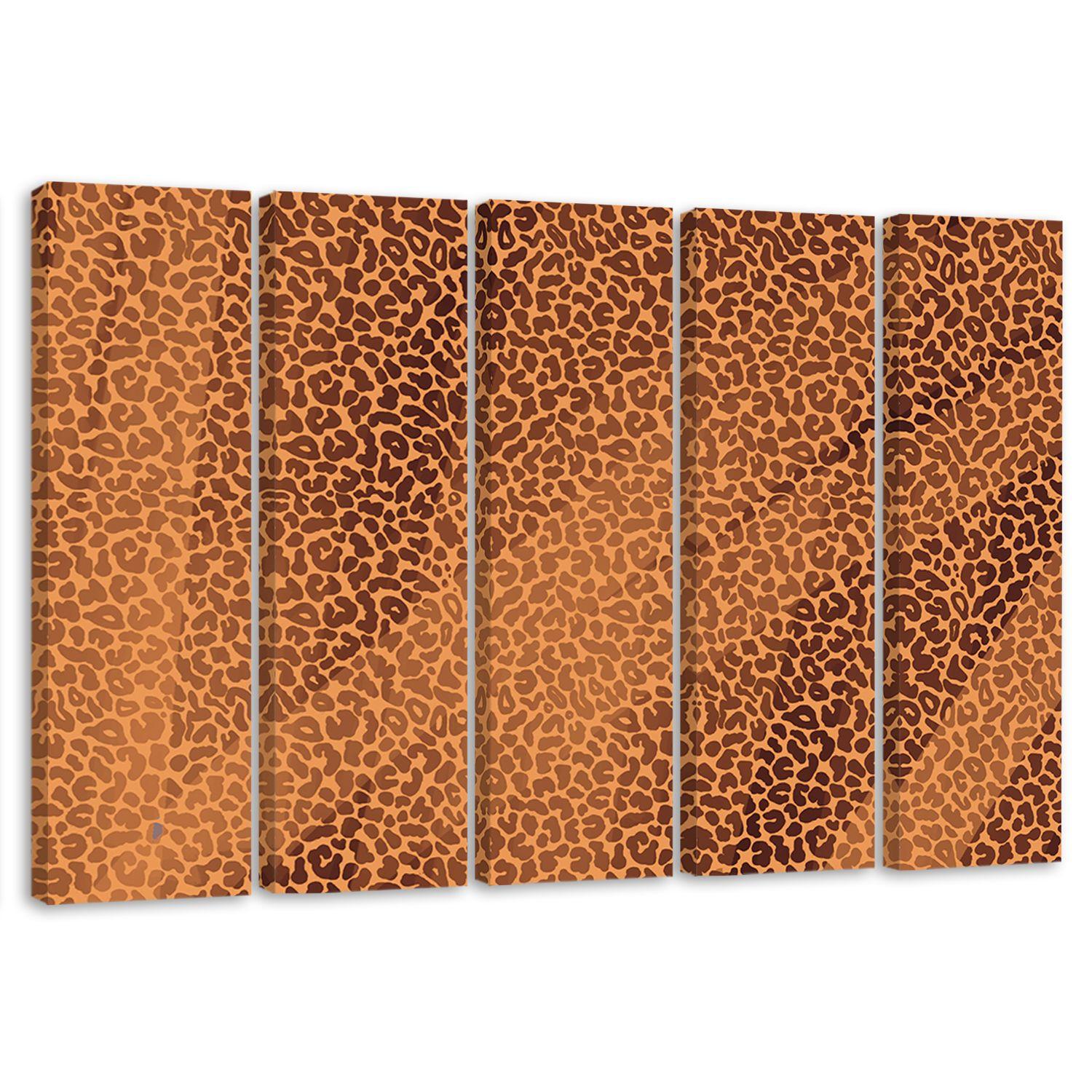 5 stykke lærredsprint, Leopard Leopard Pels Patches Mønster