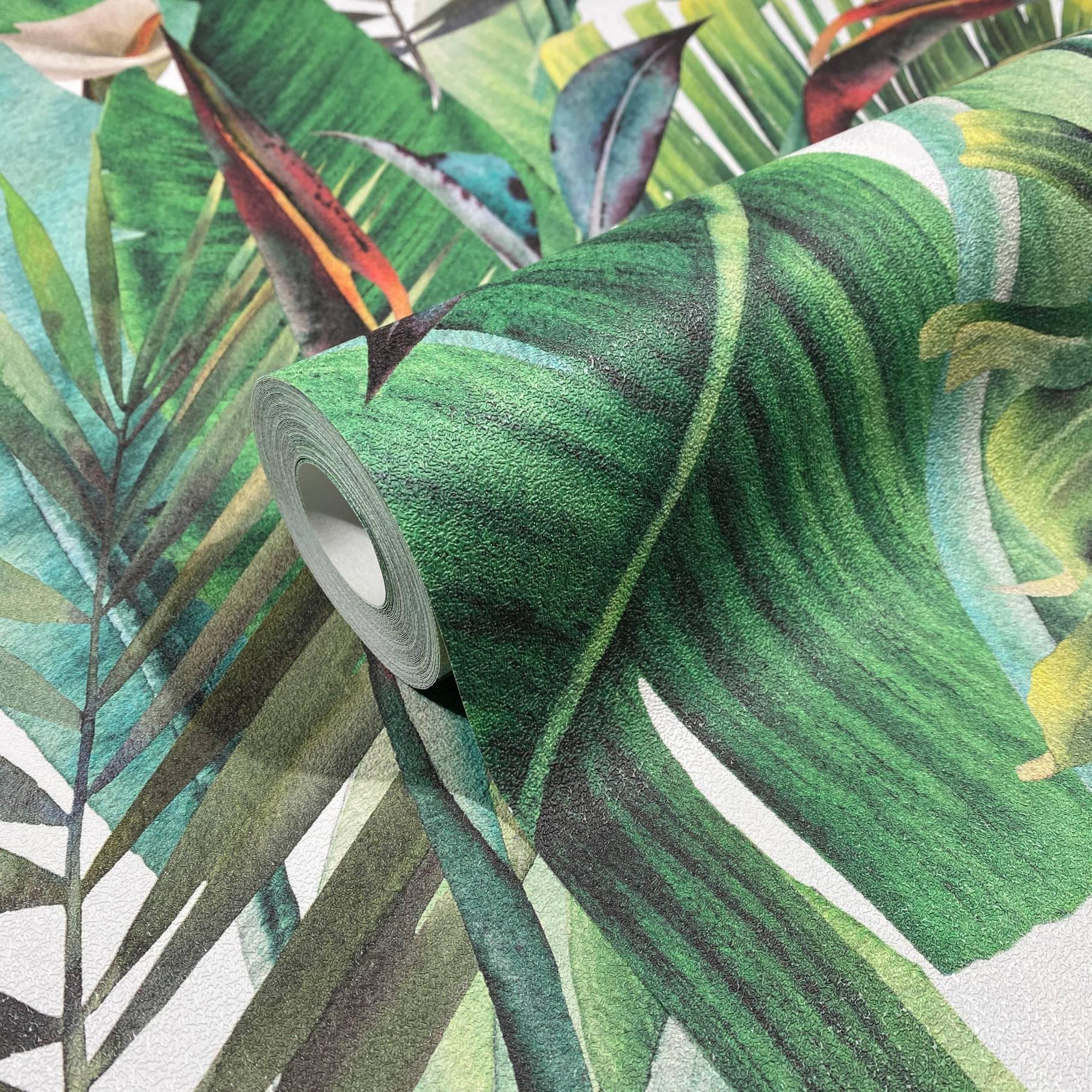 Blomstertapet, non-woven tapet Spirit of Jungle grøn, rød