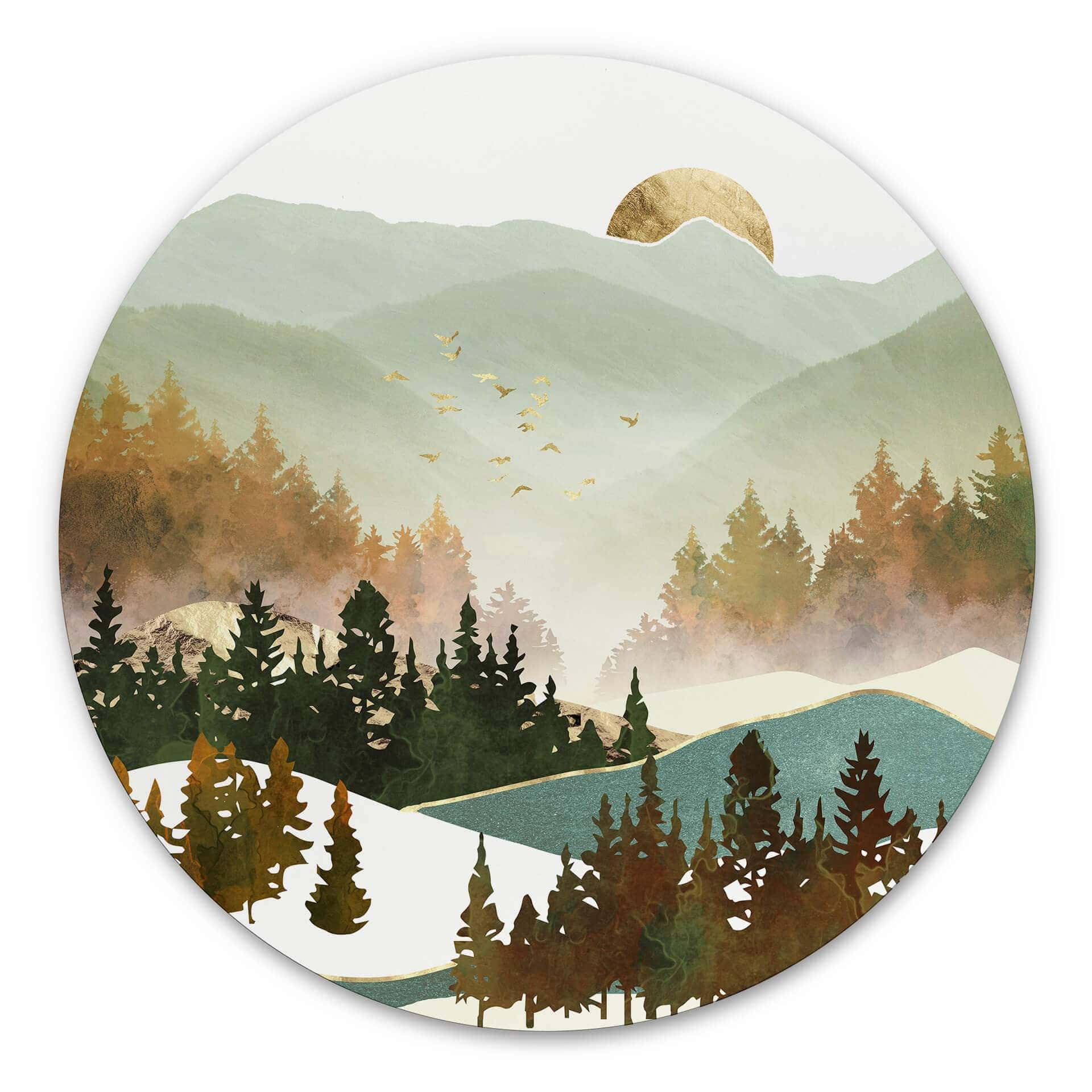 Tableau sur alu-Dibond rond SpaceFrog Designs - Matin d'automne