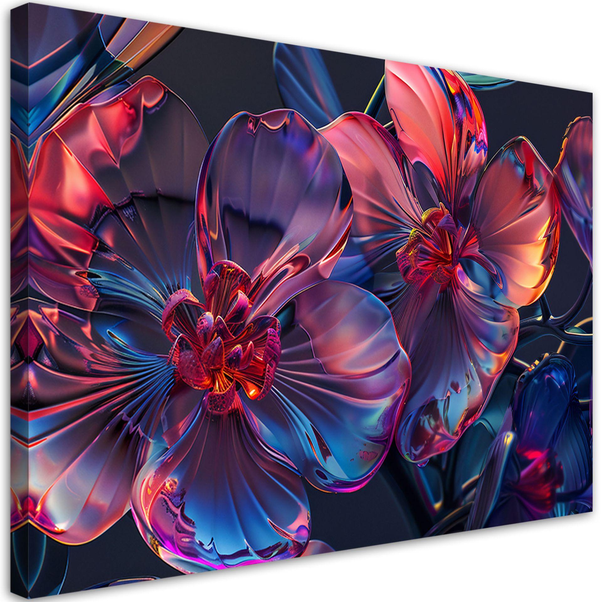 Canvasbillede, 3D-makroblomster