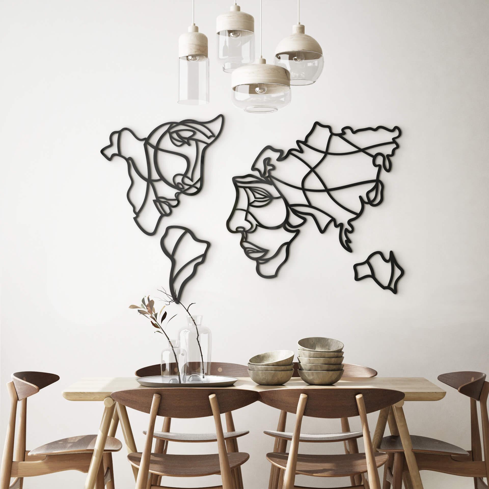 Decoración acrílica mapamundi con cara