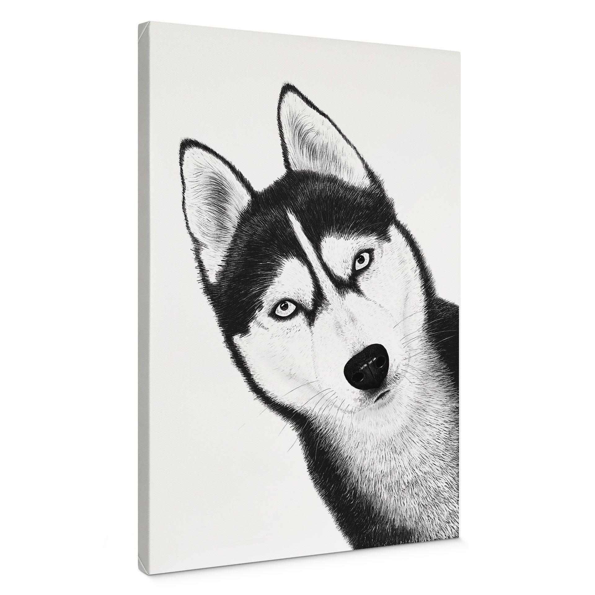 Cuadro lienzo husky siberiano - retrato perro - Korenkova