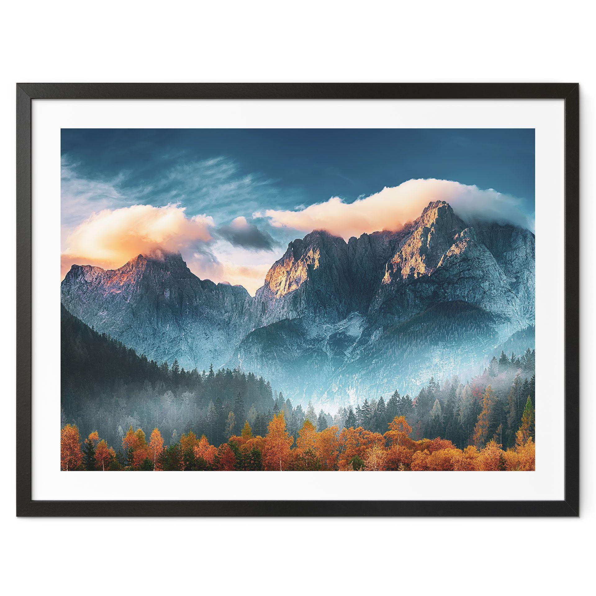 Póster Paisaje otoñal en la cima del Triglav en los Alpes Julianos
