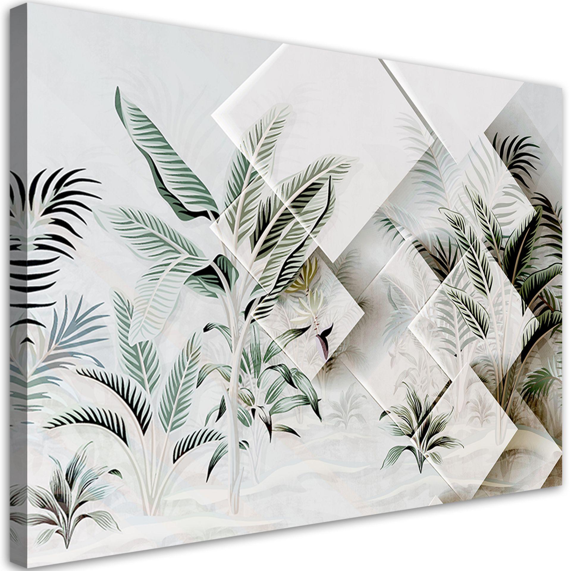 Canvasbillede, Grønne 3D blade