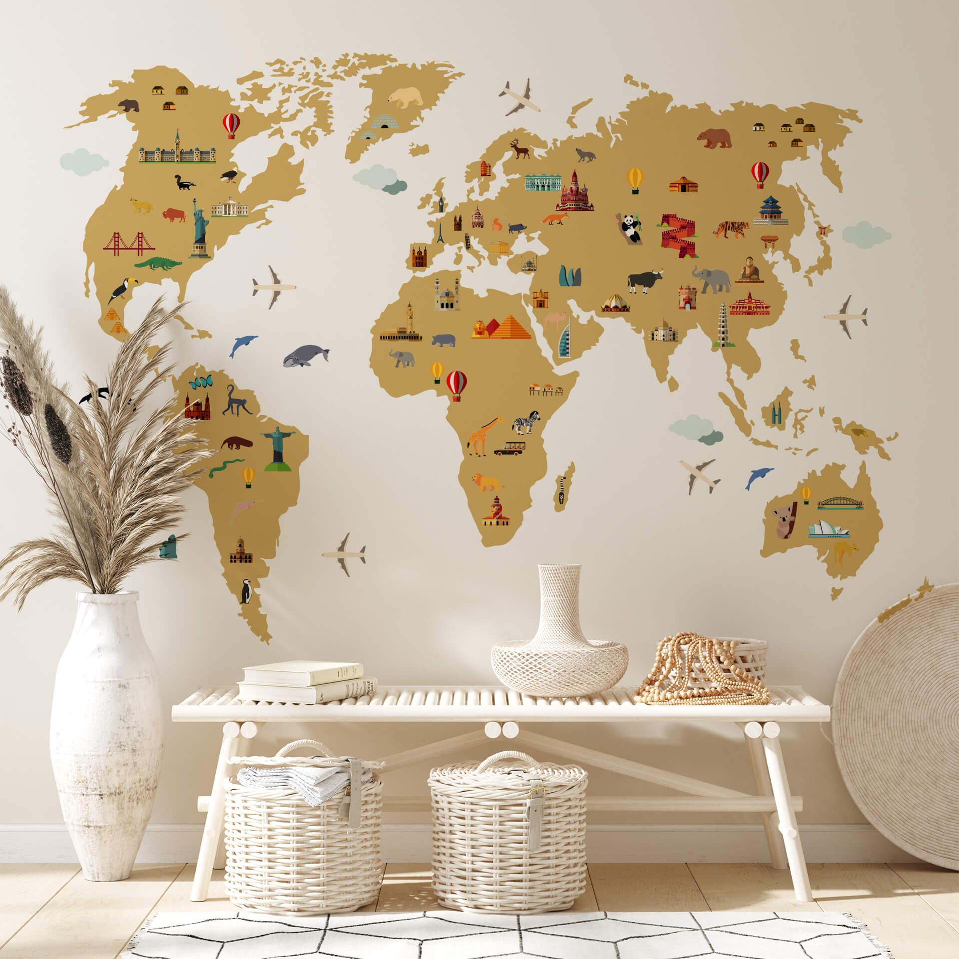 Wallsticker - Verdenskort, Travel the world