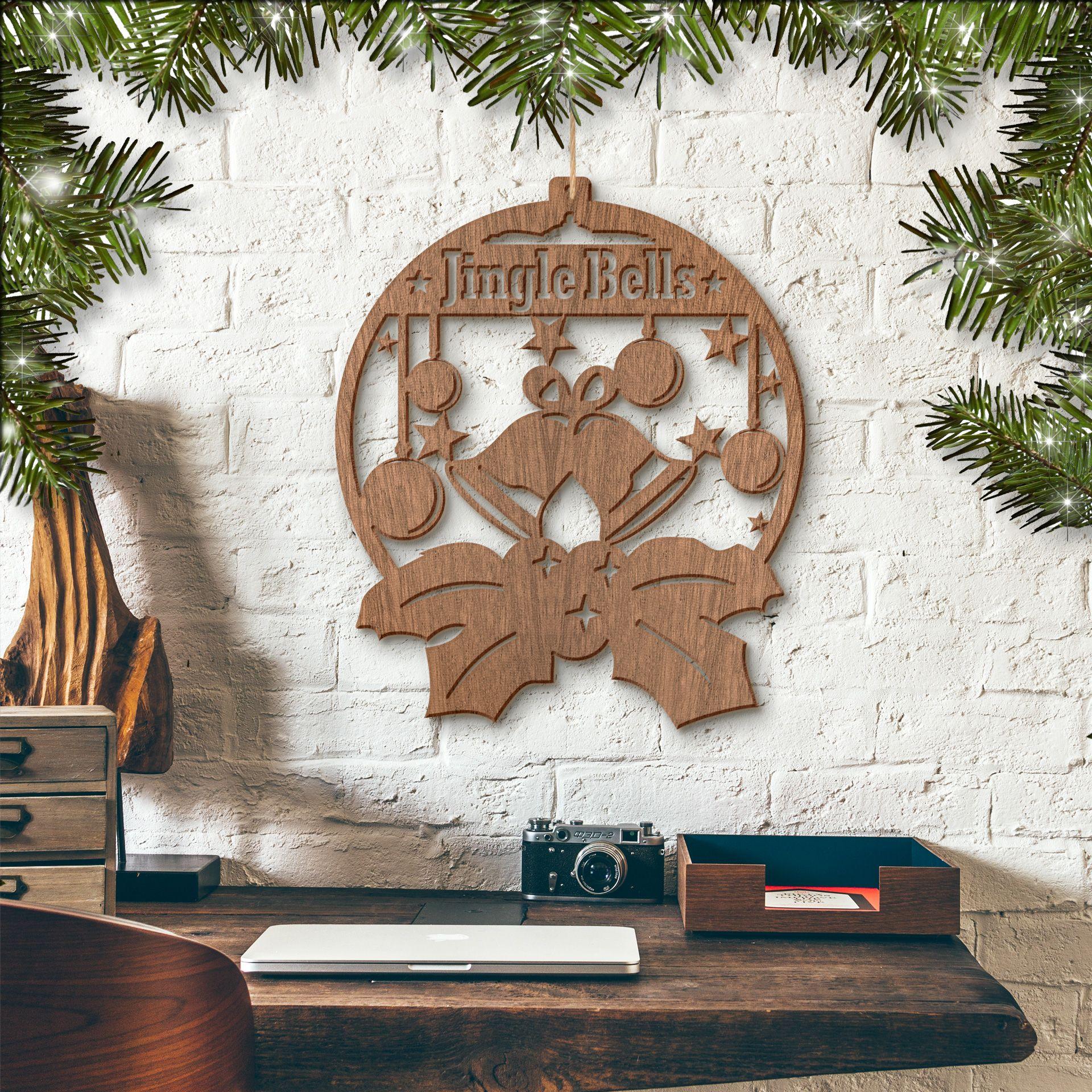Arte en madera de caoba - Jingle Bells
