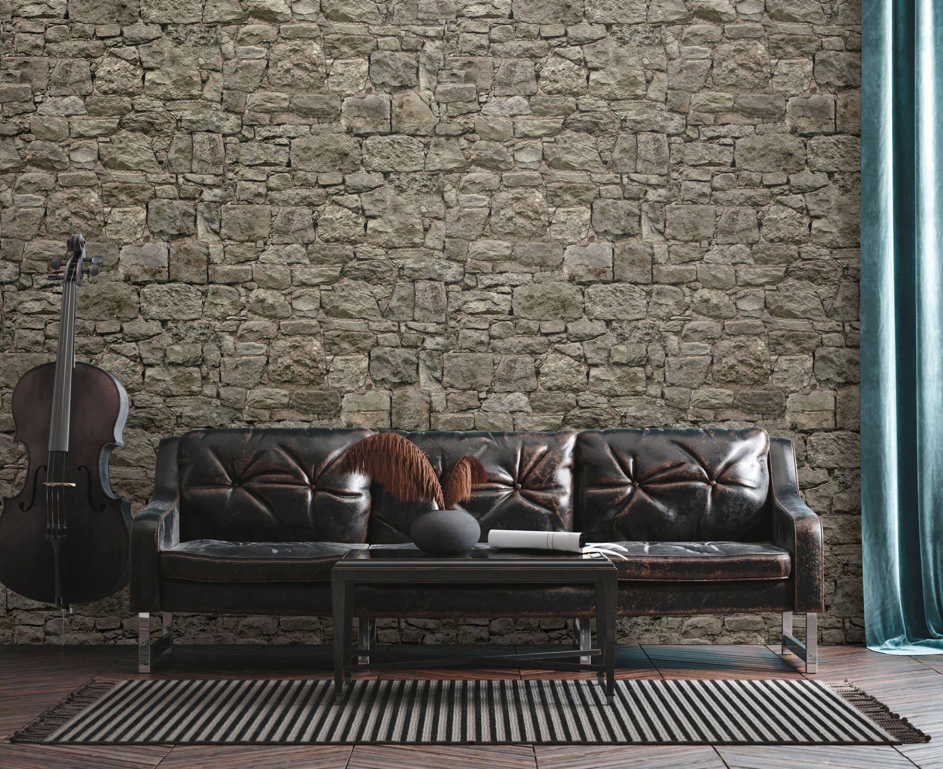 tapet stenvæg grå beige - non-woven tapet industriel Livingwalls - mat og glat