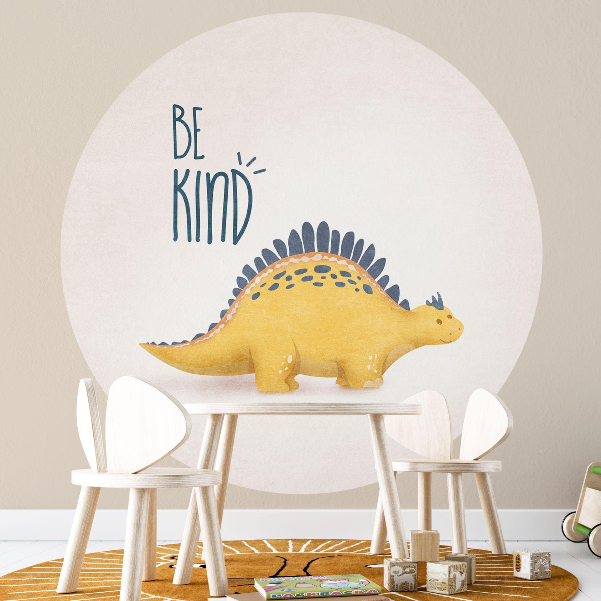 Tapet cirkel Dino Be Kind - Stegosaurus - Tunaboylu - vliesetapet/selvklæbende non-woven tapet
