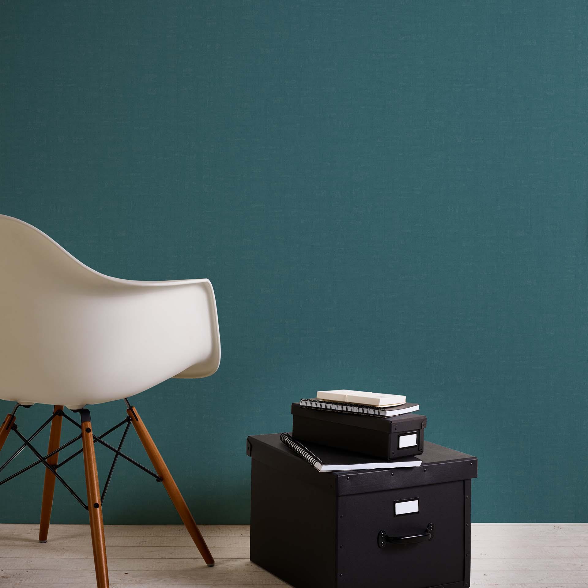Papel pintado azul petróleo - Papel pintado tejido-no tejido unicolor dormitorio