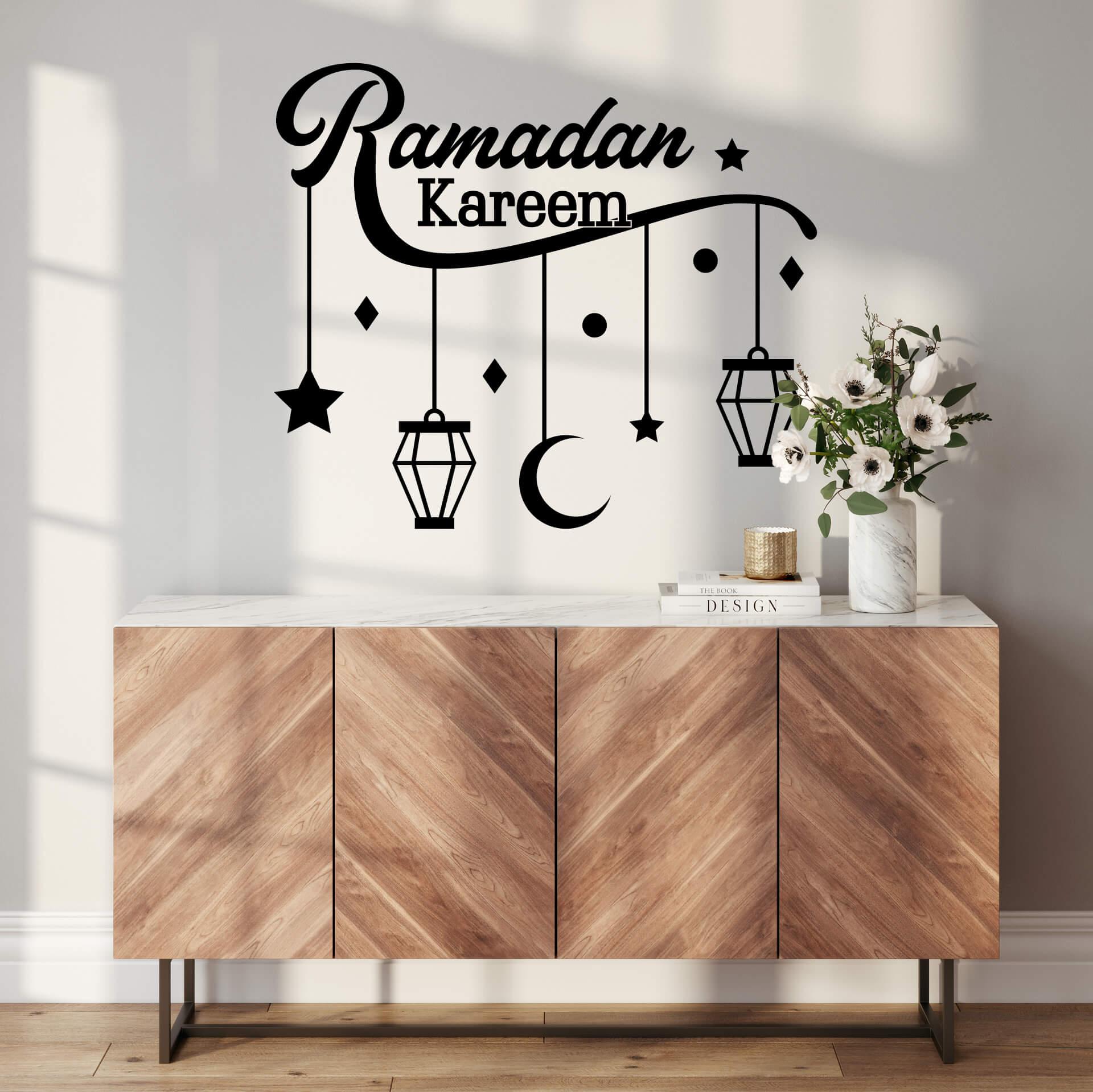 Sticker mural Lanternes d'étoile de lune de Ramadan Kareem