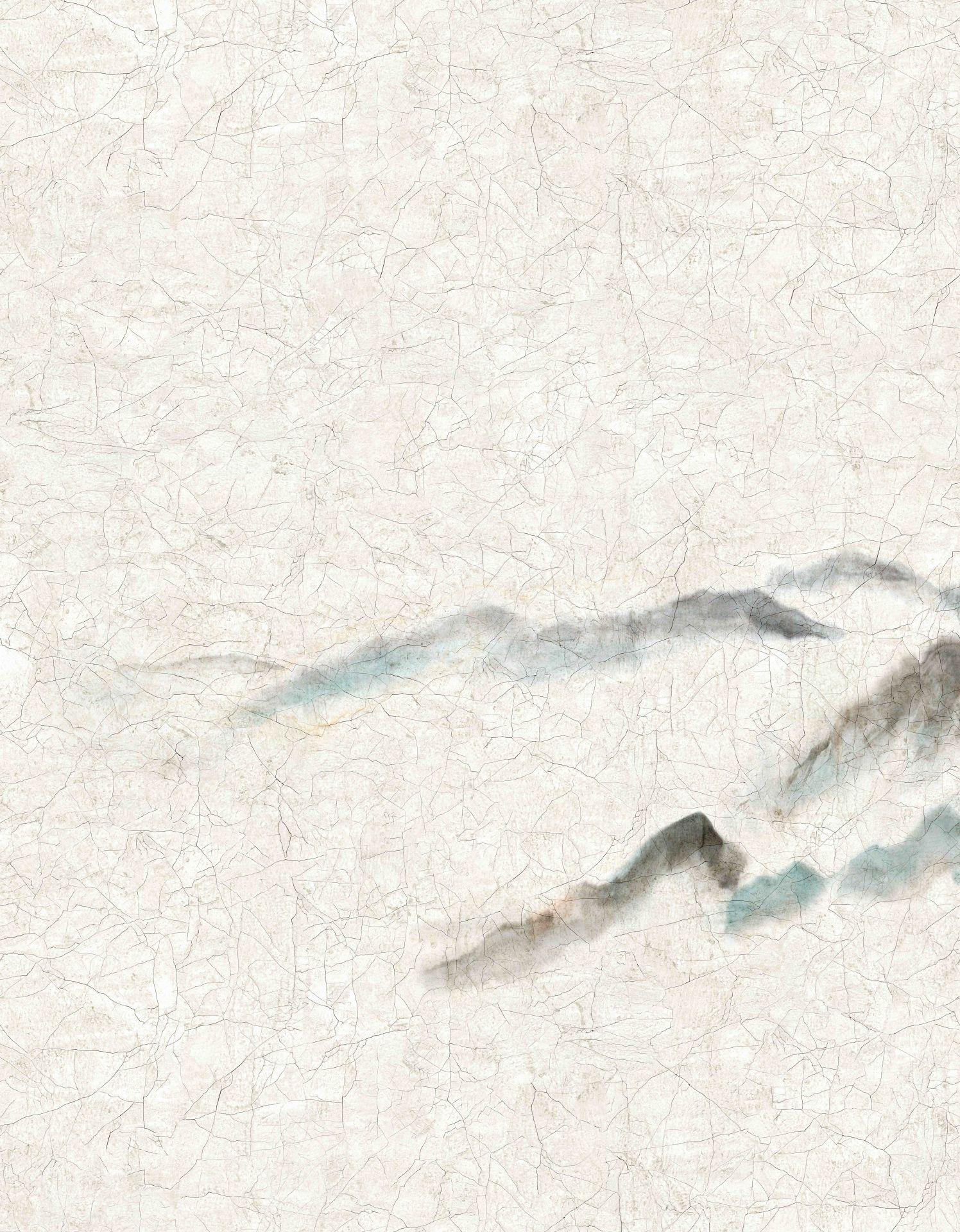 Fototapet med motiv Misty mountains in the morning light with fir trees silhouette 3,4 x 2,65 m