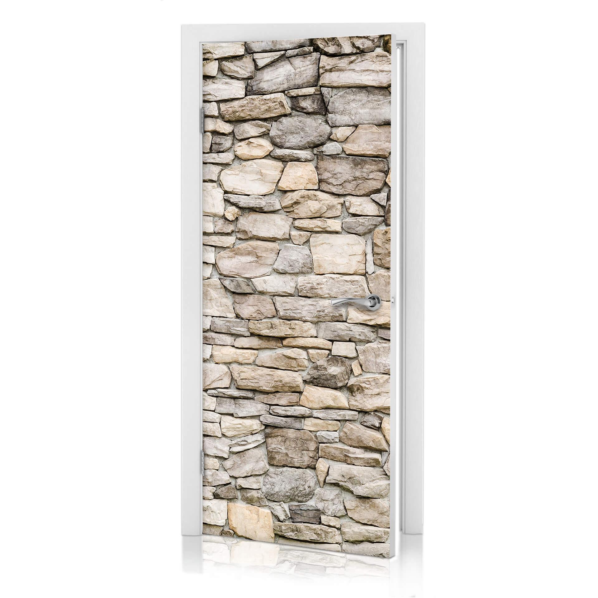 Diseño de puerta - muro de piedra