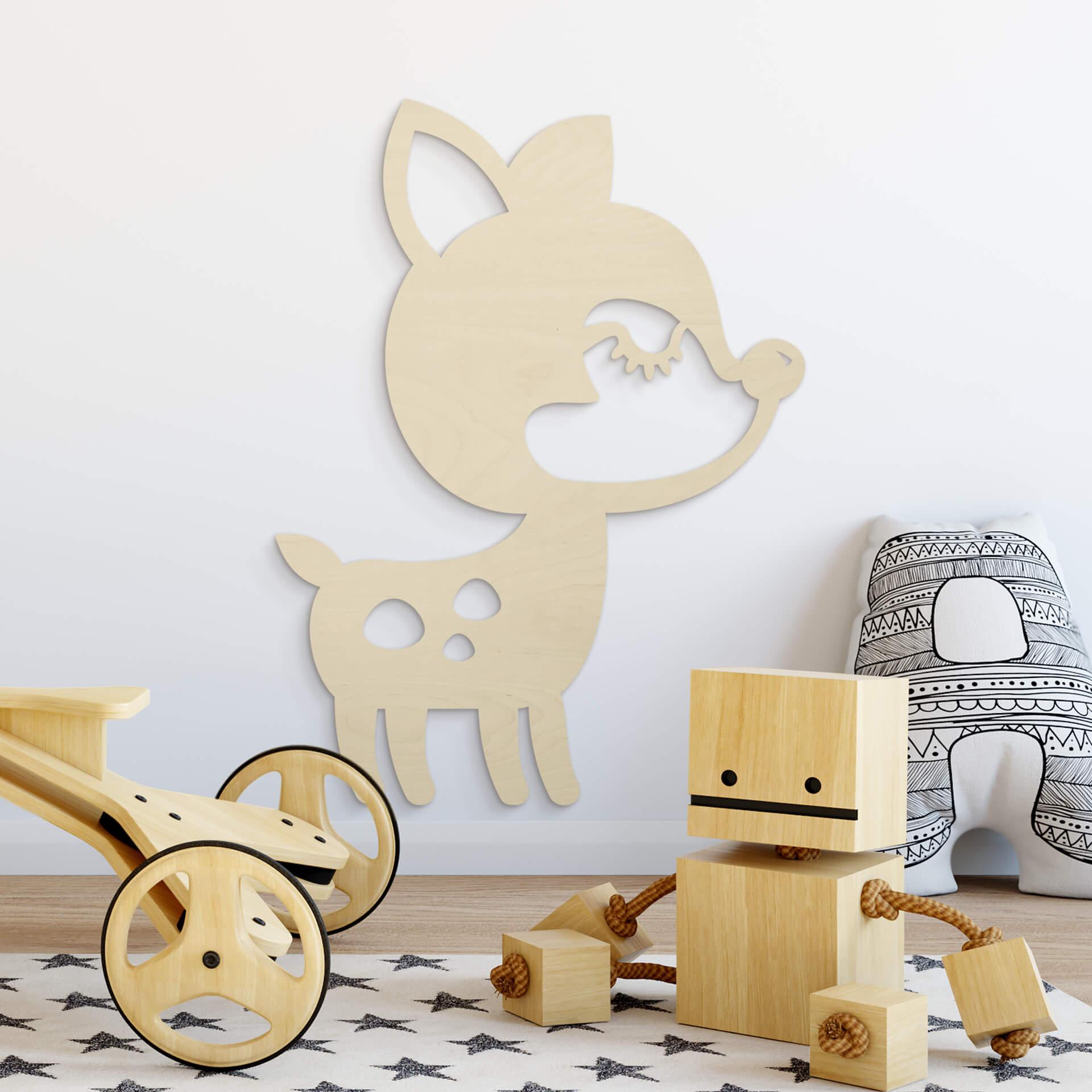 Decoración en madera álamo - animal - ciervo