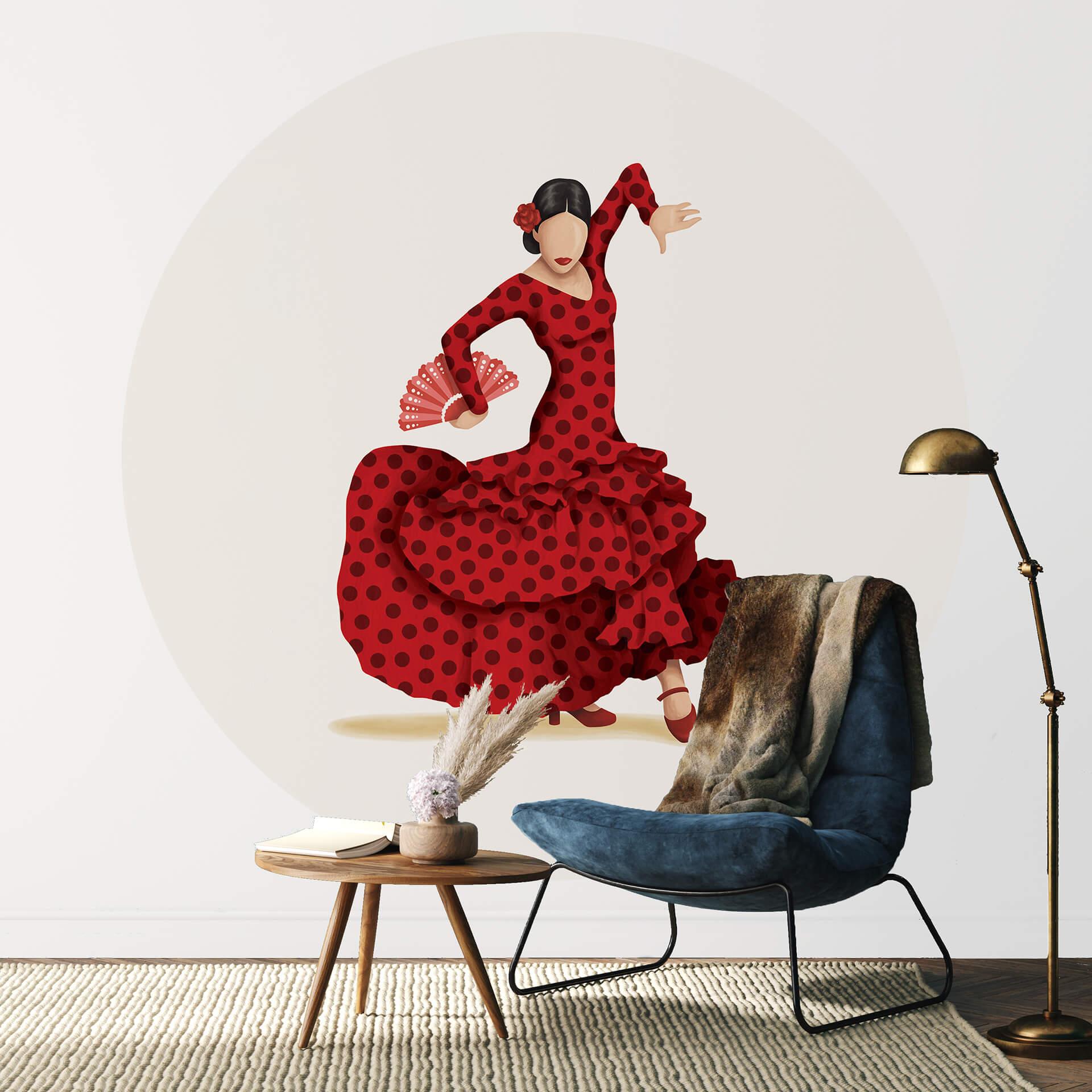 Fototapet - Rundt Tohmé - Flamenco - vliesetapet/selvklæbende non-woven tapet