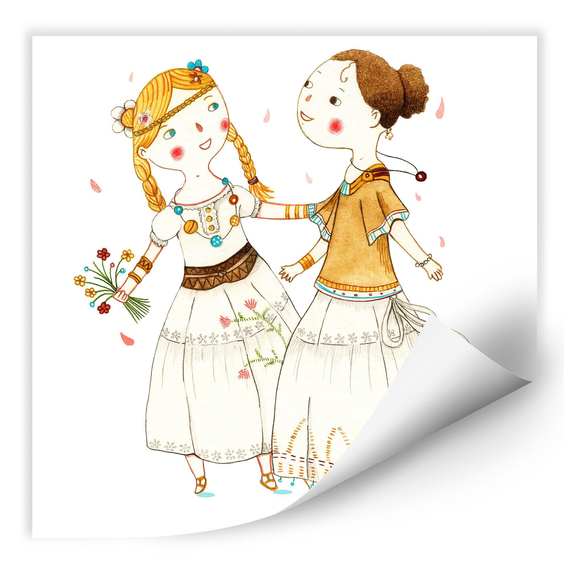 Zelfklevende Poster - Hippie Girl