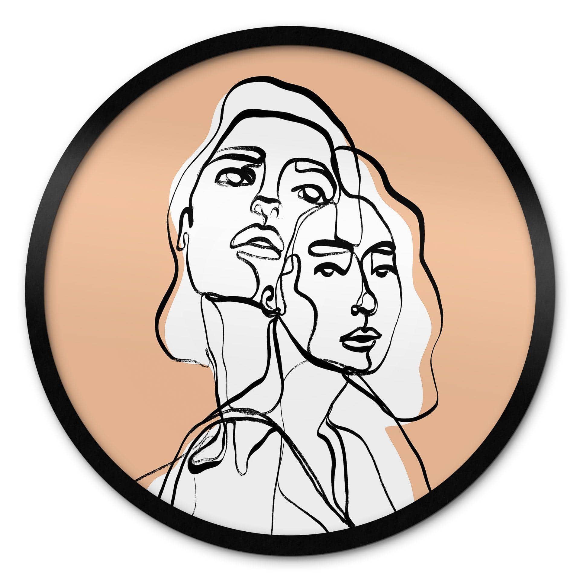 Póster line art retrato de dos mujeres - Treechild - Redondo