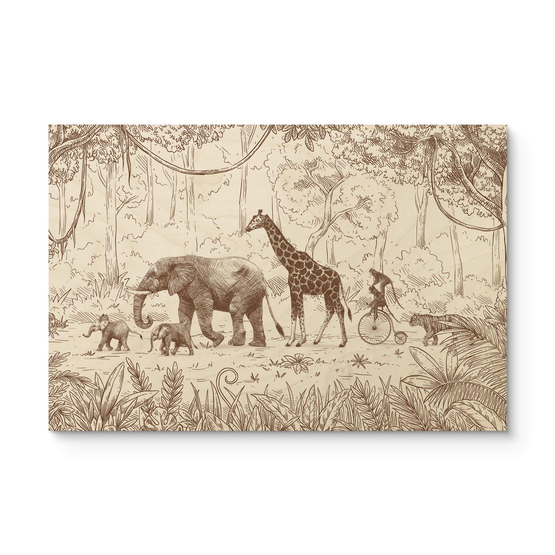 Cuadro de madera desfile selva con animales - Kikki Belle