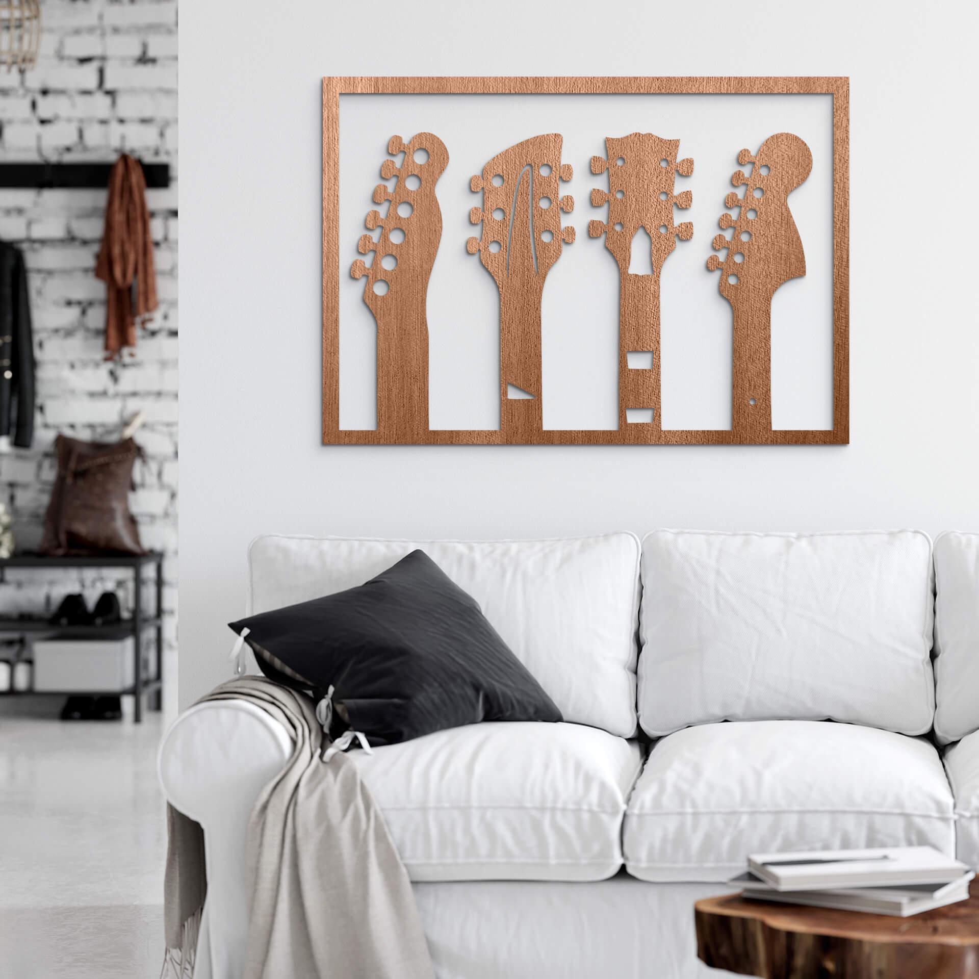 Decoración en madera instrumento musical - Clavijero de guitarra - Caoba