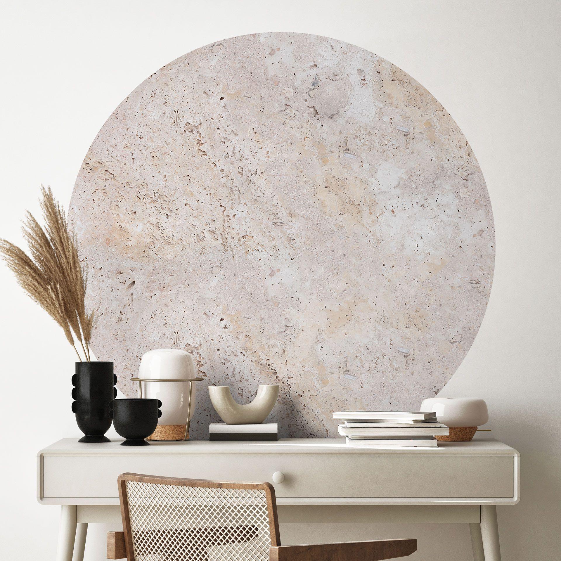 Textura de una pared de piedra beige Vinilo decorativo - Pictufy Studio - Redondo
