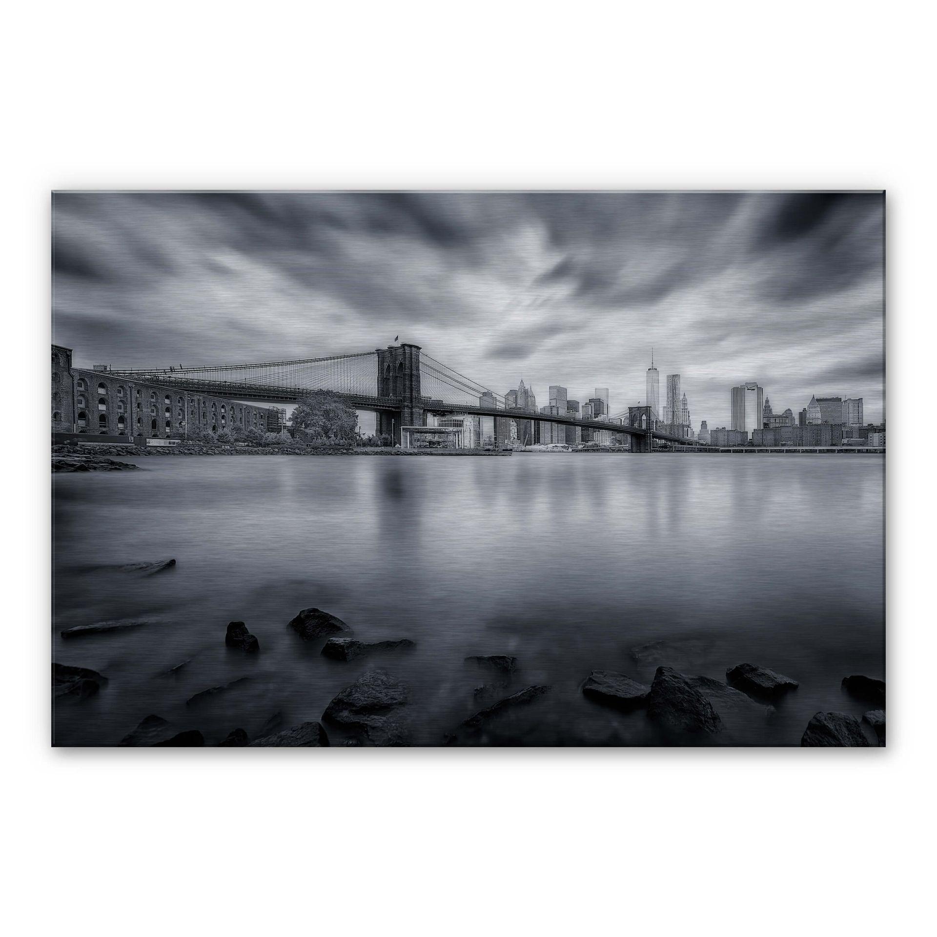 Alu-Dibond zilver effect Javier - Brooklyn Bridge