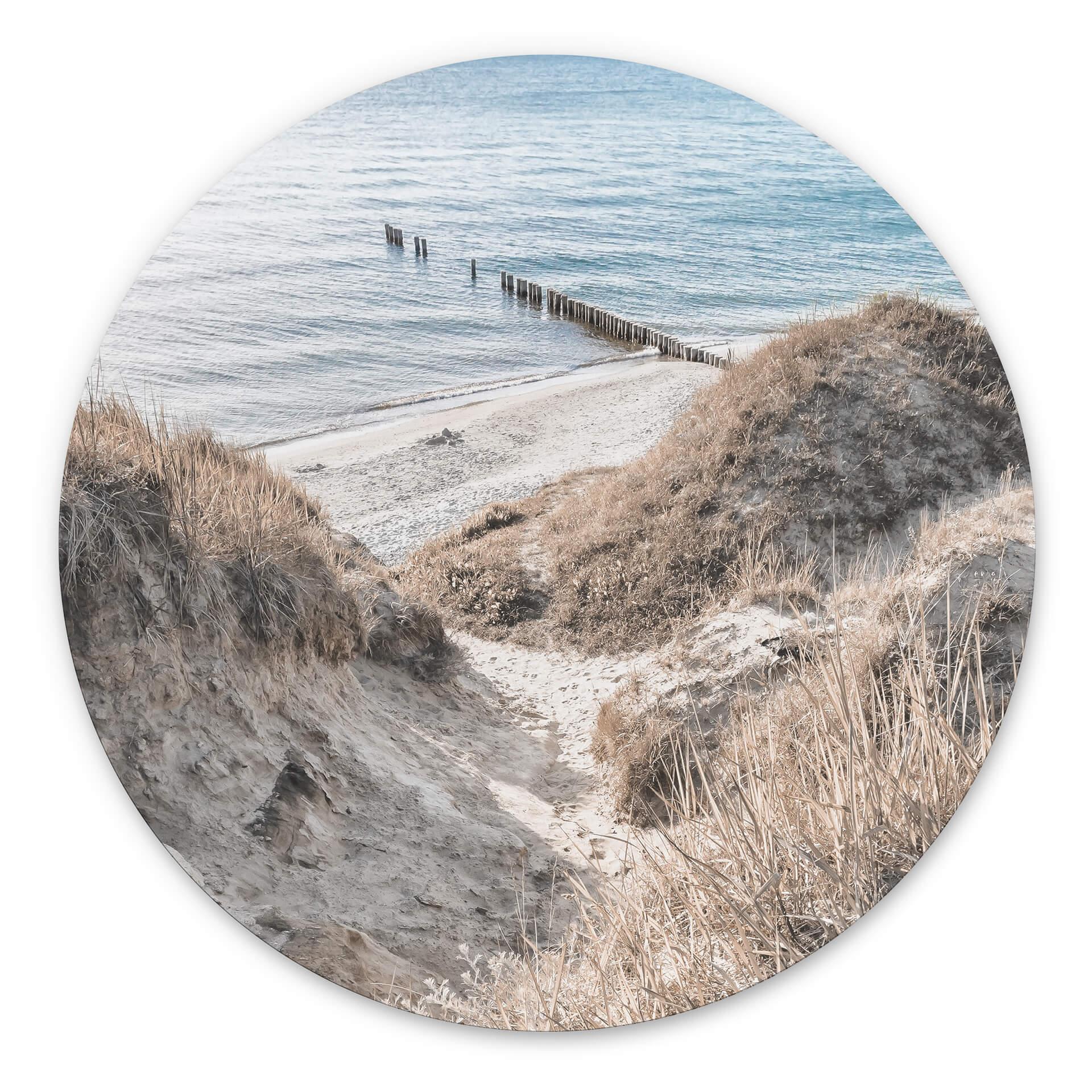 Tableau sur alu-Dibond rond Découverte de la nature dans les pittoresques dunes de la Baltique