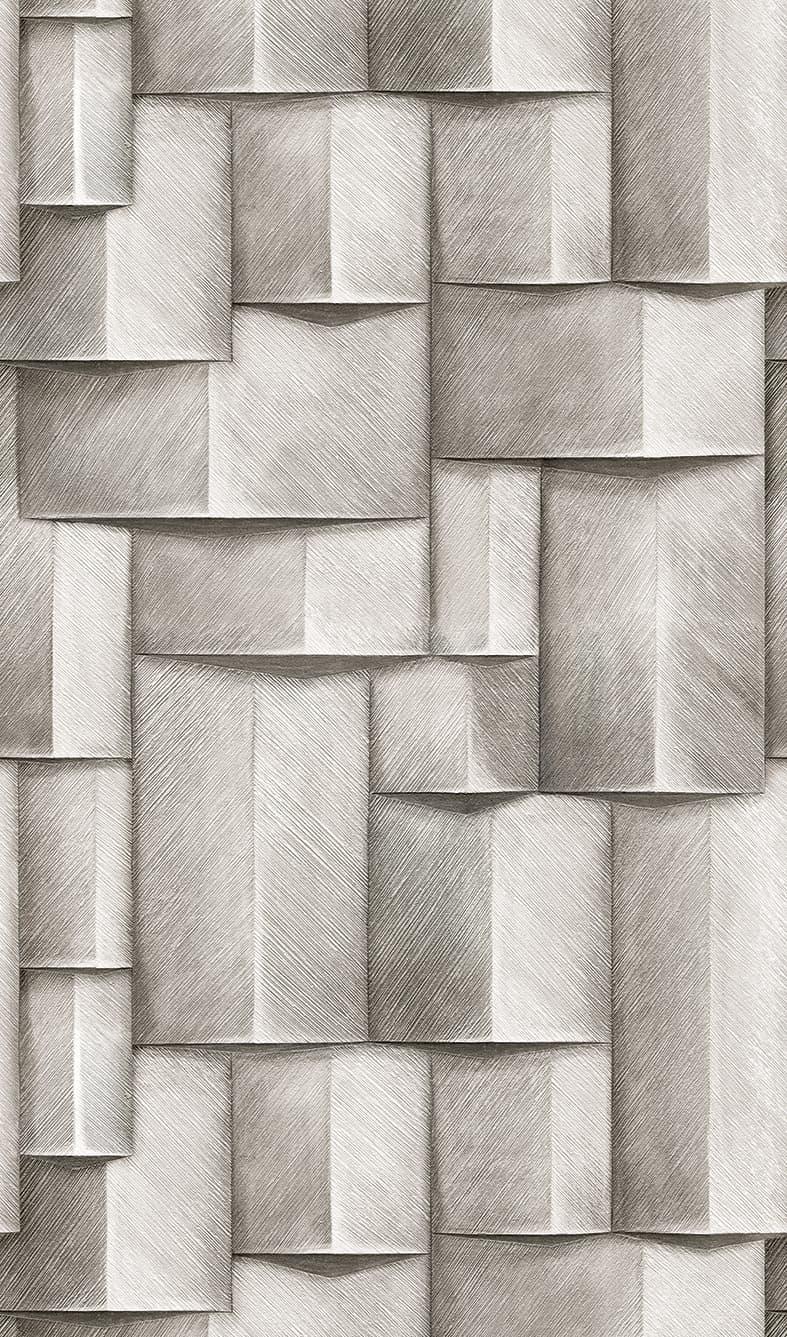 Non-woven tapet med træmotiv geometrisk hvid, sort 3D-look 2,70 x 1,59 m