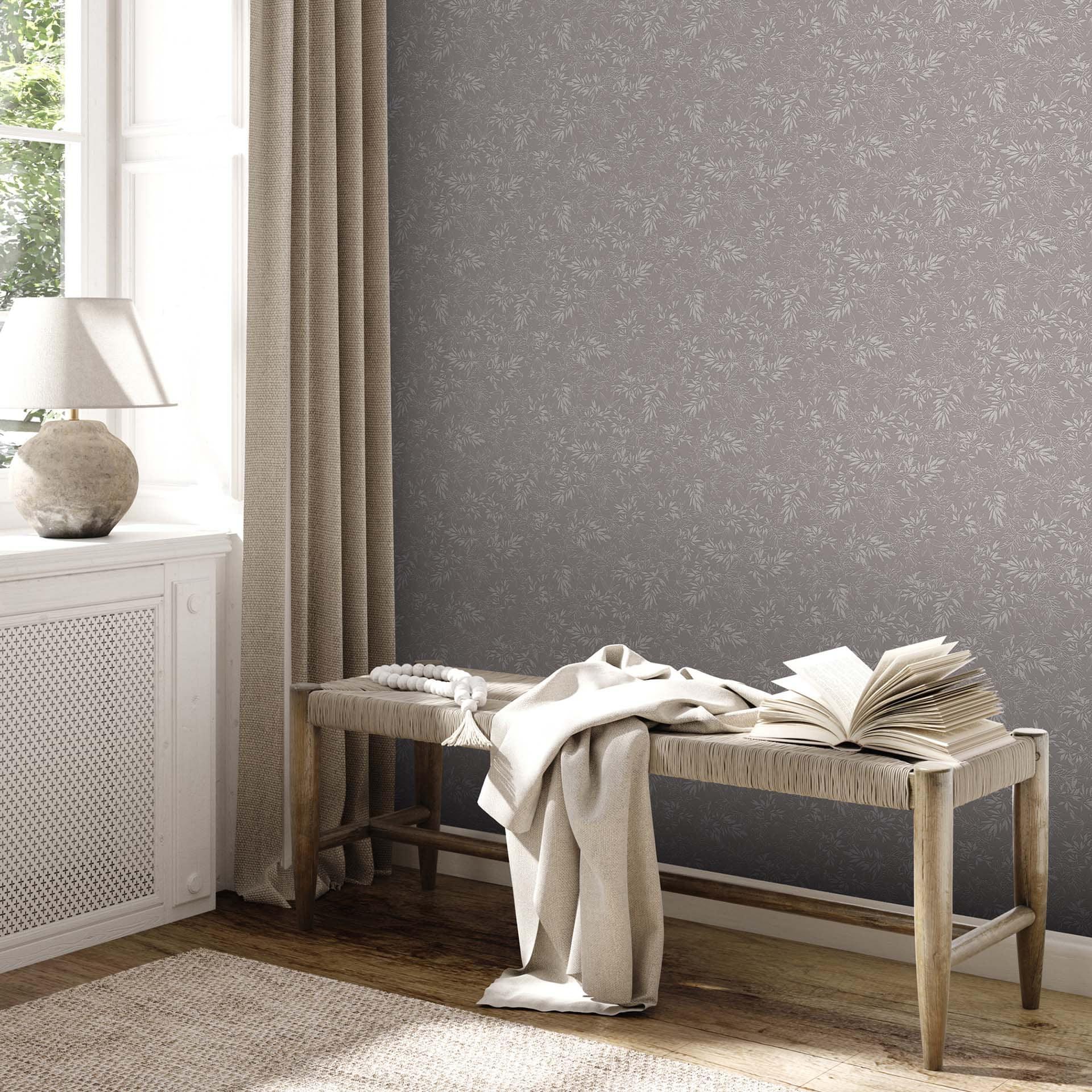 blomstertapet grå - non-woven tapet A.S. Création - blomster