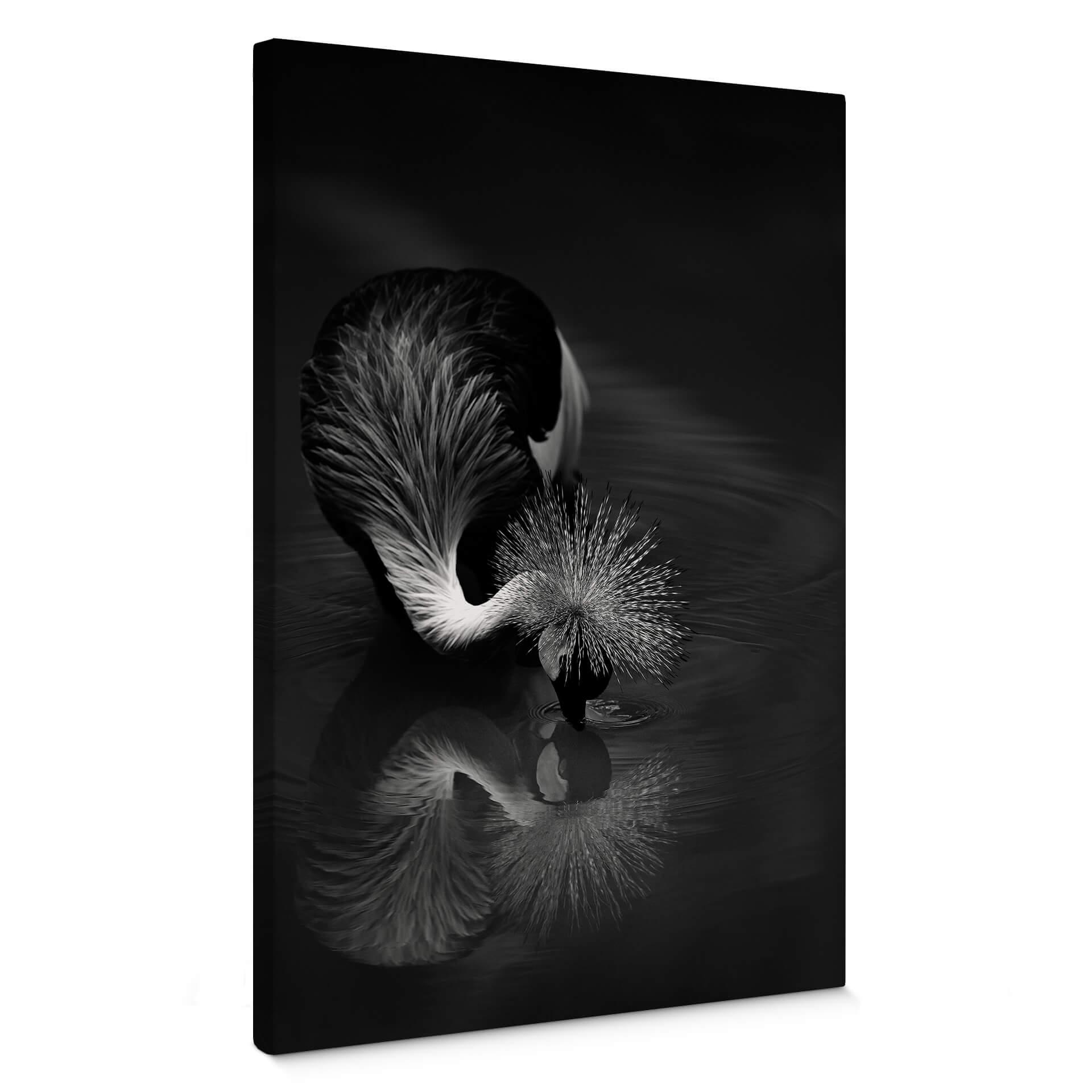 Lienzo Tjandra - reflejo de pájaro - blanco y negro