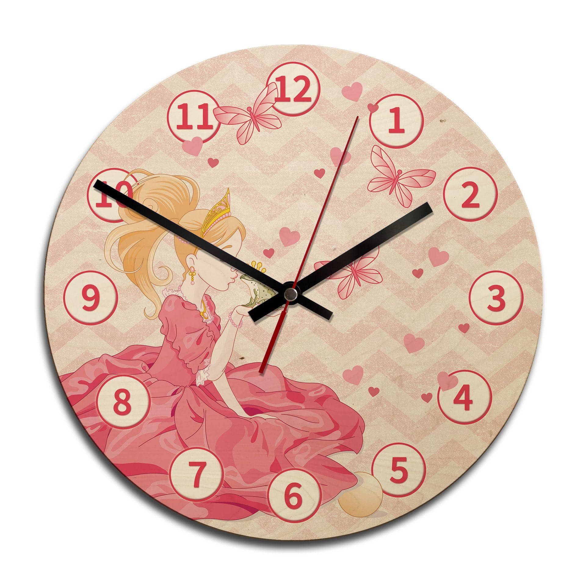 Horloge murale en bois - La princesse et la grenouille