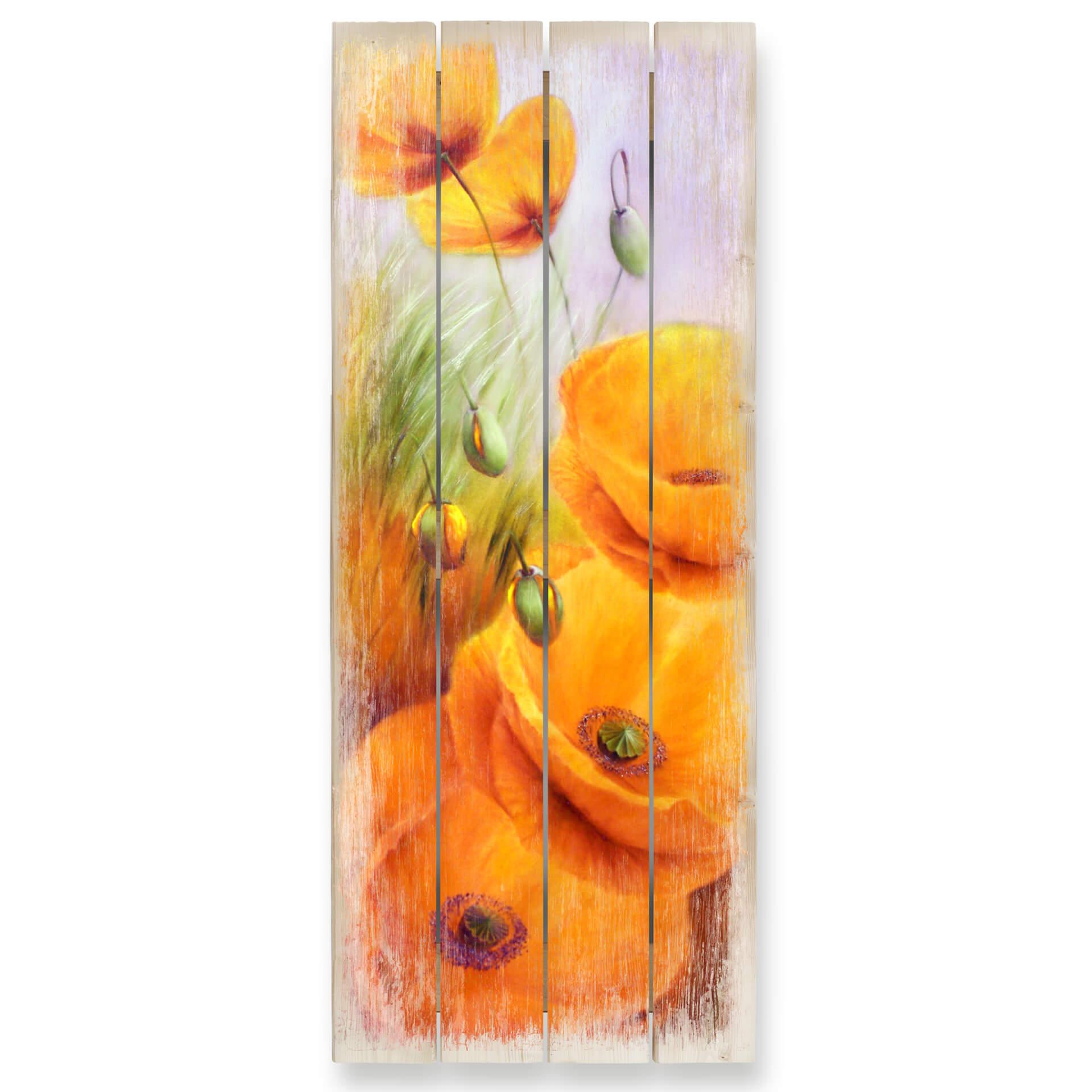 Houten Wanddecoratie - Klaprozen